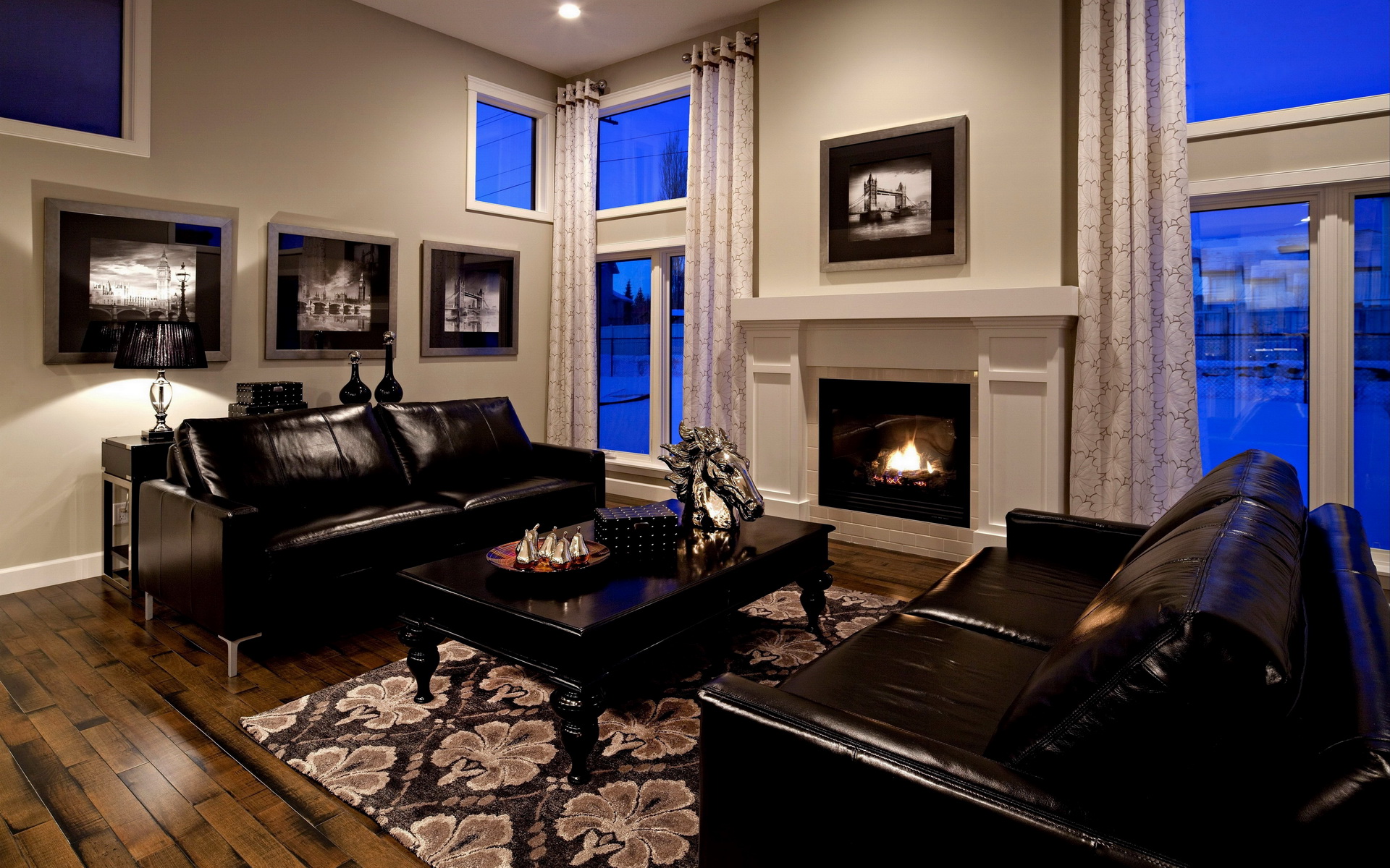 man made, room, fireplace, interior, leather, sofa, style