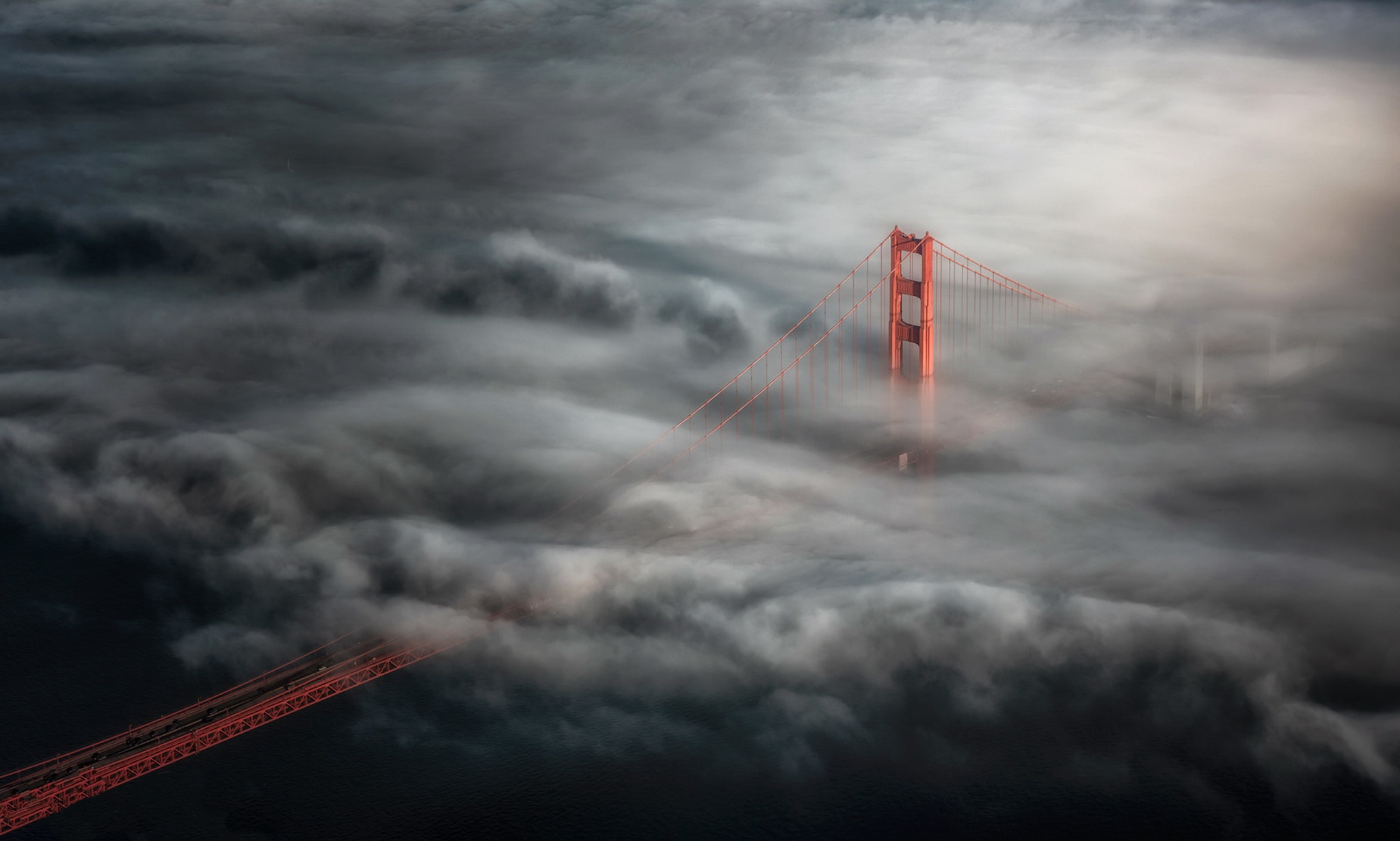 Скачать обои бесплатно Мосты, Туман, Мост, Золотые Ворота, Сделано Человеком картинка на рабочий стол ПК