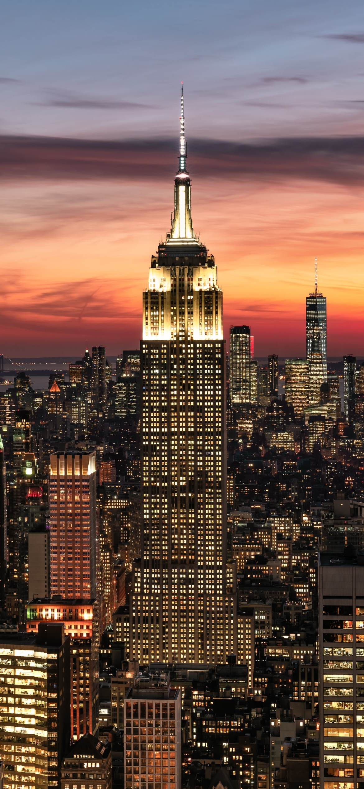 Descarga gratuita de fondo de pantalla para móvil de Ciudades, Ee Uu, Ciudad, Rascacielos, Edificio, Nueva York, Atardecer, Hecho Por El Hombre, Puesta De Sol.