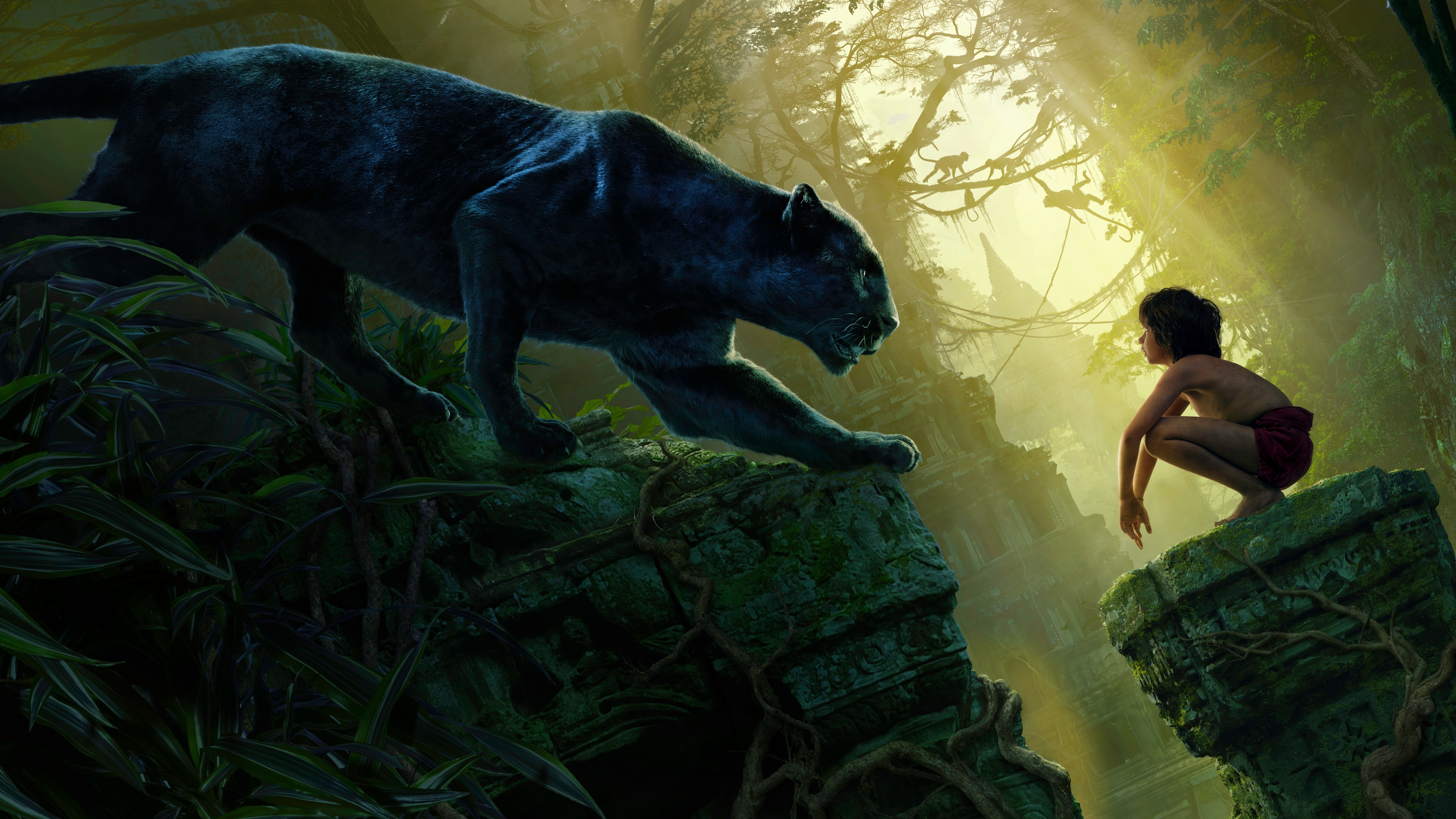 400164 descargar fondo de pantalla pantera, películas, el libro de la selva (2016), bagheera, mowgli, el libro de la selva: protectores de pantalla e imágenes gratis