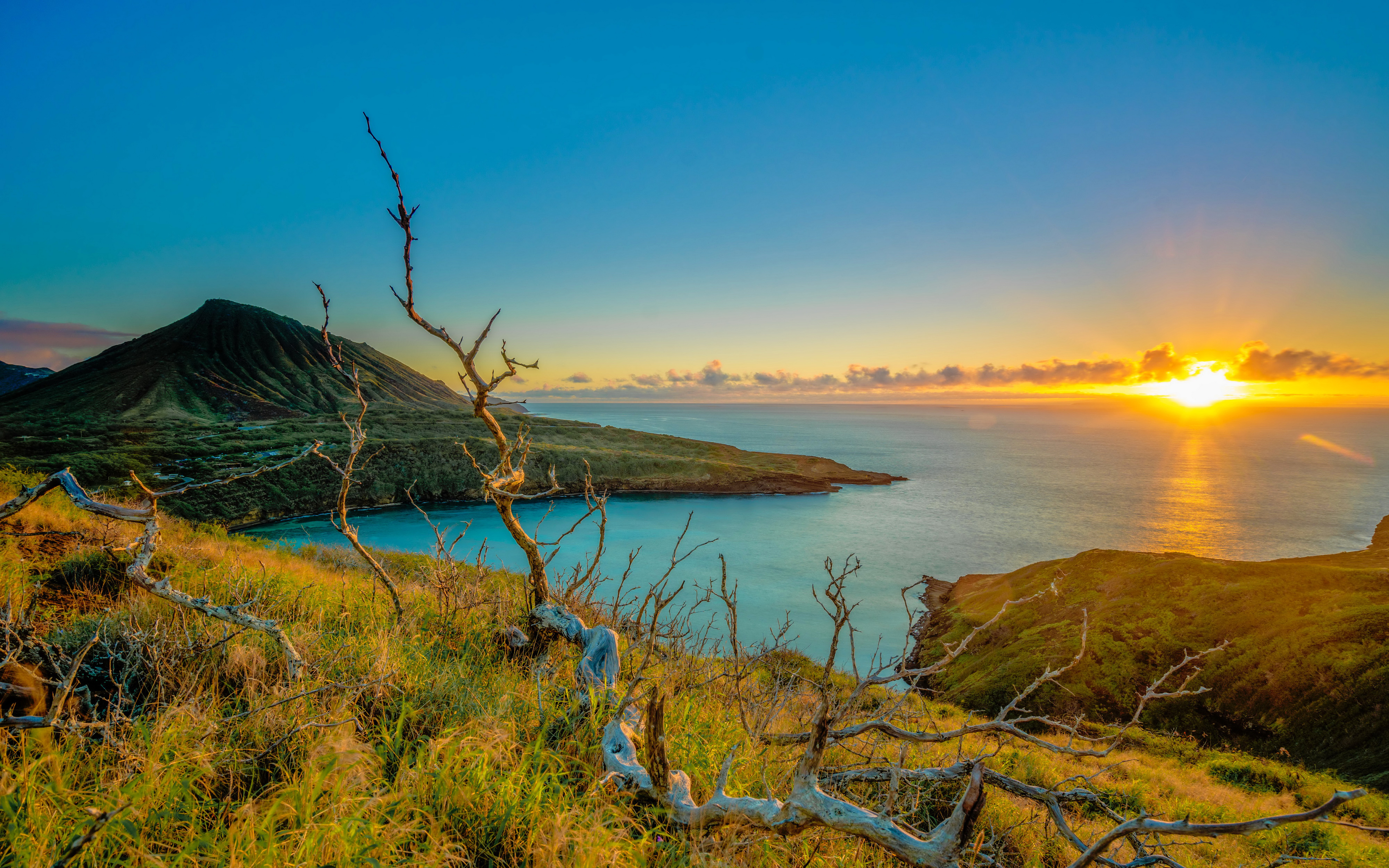 Descarga gratis la imagen Naturaleza, Amanecer, Horizonte, Costa, Océano, Rayo De Sol, Tierra/naturaleza en el escritorio de tu PC