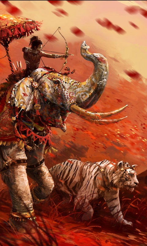 Download mobile wallpaper Tiger, Elephant, Video Game, Far Cry, Far Cry 4 for free.