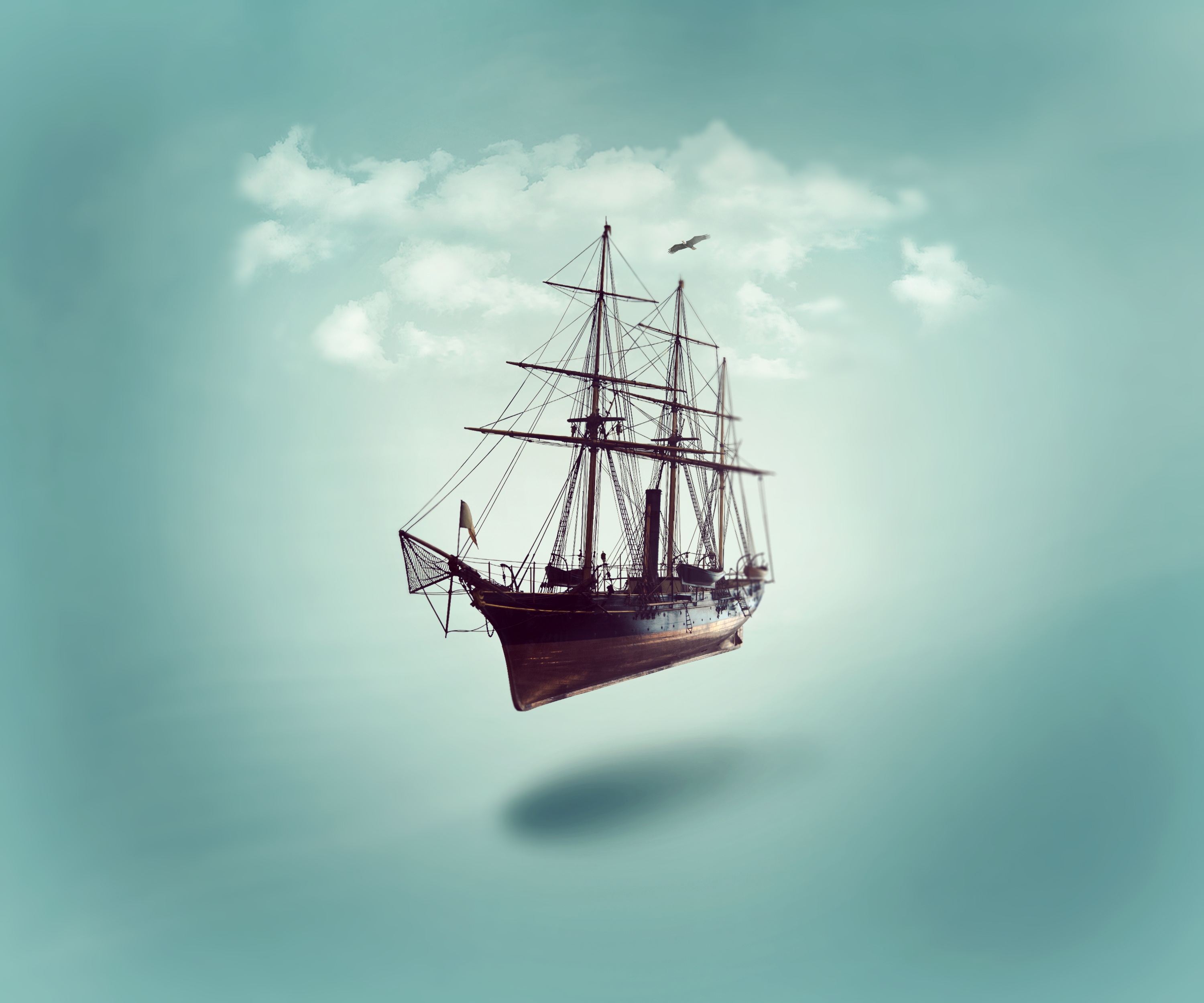 106213 Bild herunterladen schiff, sky, clouds, minimalismus - Hintergrundbilder und Bildschirmschoner kostenlos