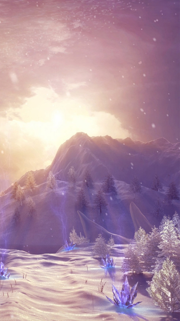 Download mobile wallpaper Winter, Fantasy, Ice, Snow, Mountain, Artistic for free.