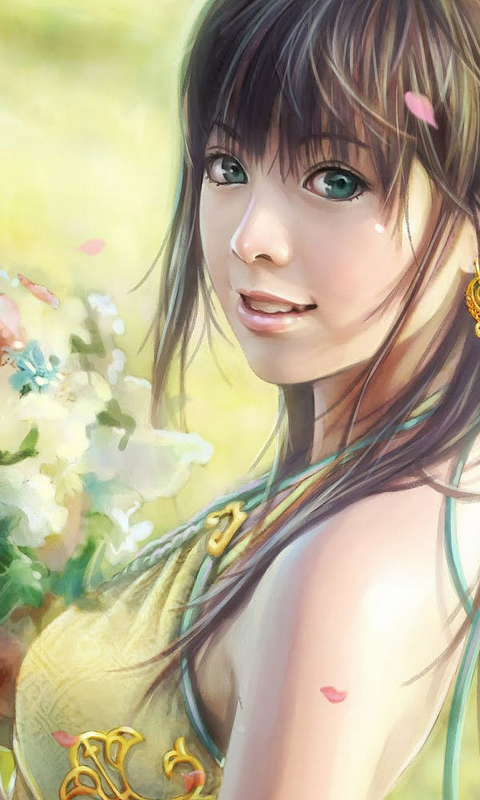 Download mobile wallpaper Fantasy, Flower, Bouquet, Women for free.