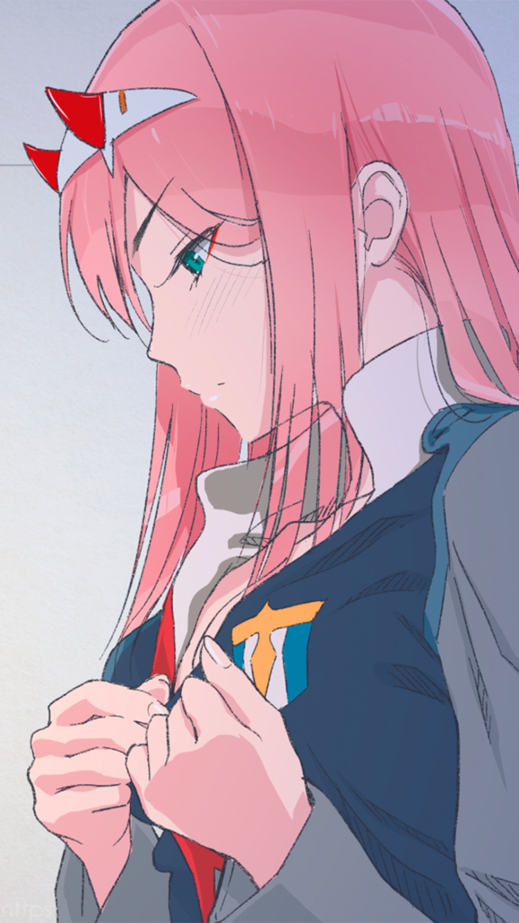 Download mobile wallpaper Anime, Green Eyes, Pink Hair, Blush, Darling In The Franxx, Zero Two (Darling In The Franxx) for free.