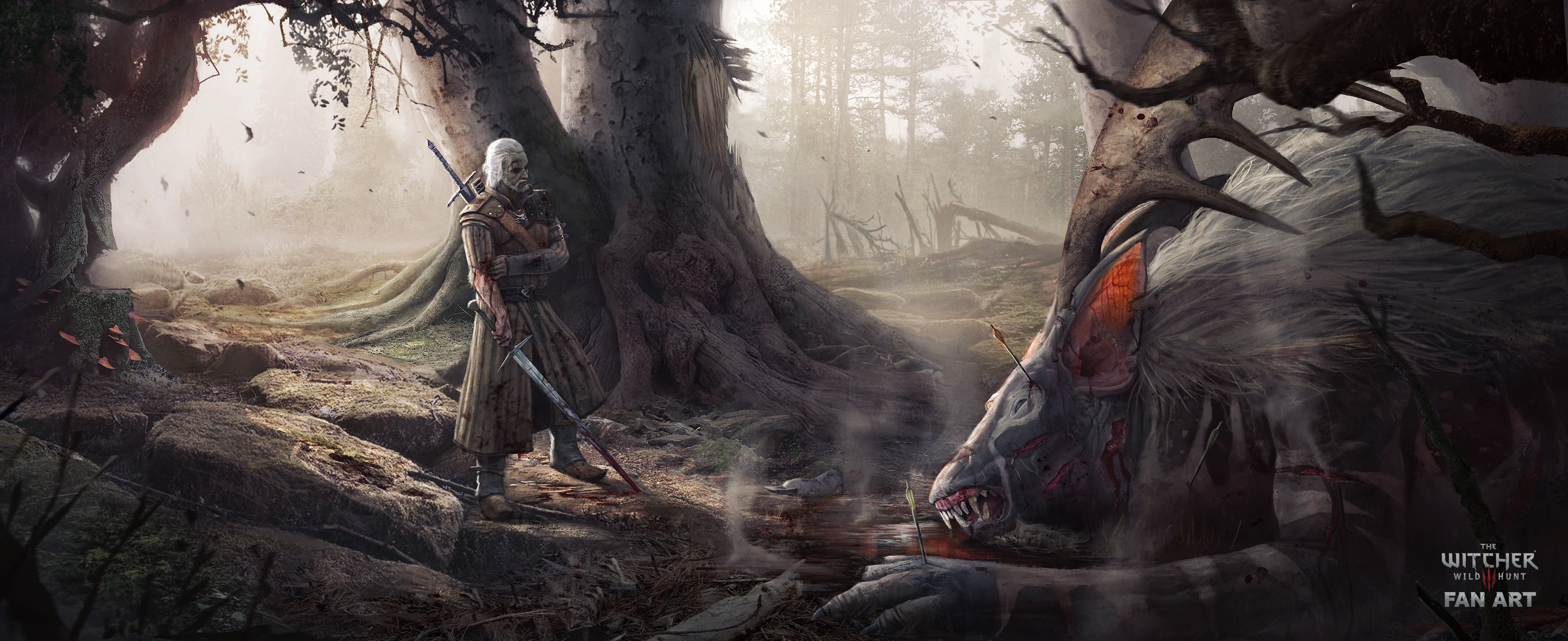 Laden Sie das Krieger, Kreatur, Schwert, Computerspiele, Der Hexer, Geralt Von Riva, The Witcher 3: Wild Hunt-Bild kostenlos auf Ihren PC-Desktop herunter