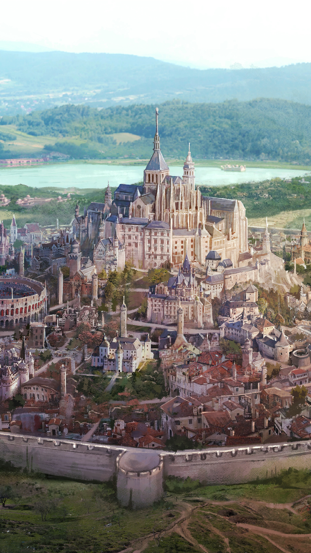 Download mobile wallpaper Anime, City, Castle for free.