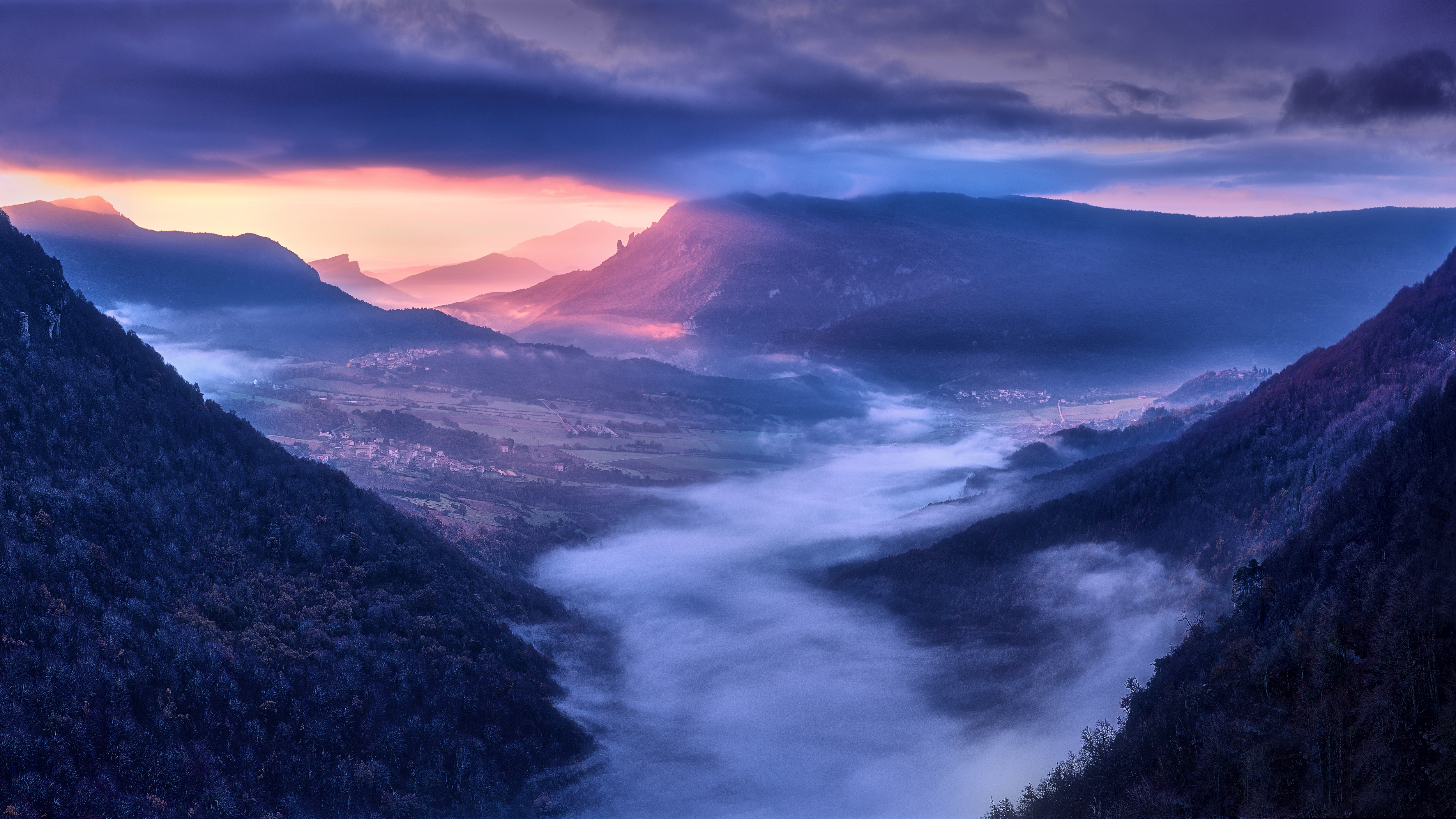 Free download wallpaper Landscape, Dawn, Mountain, Fog, Morning, Valley, Spain, Photography on your PC desktop