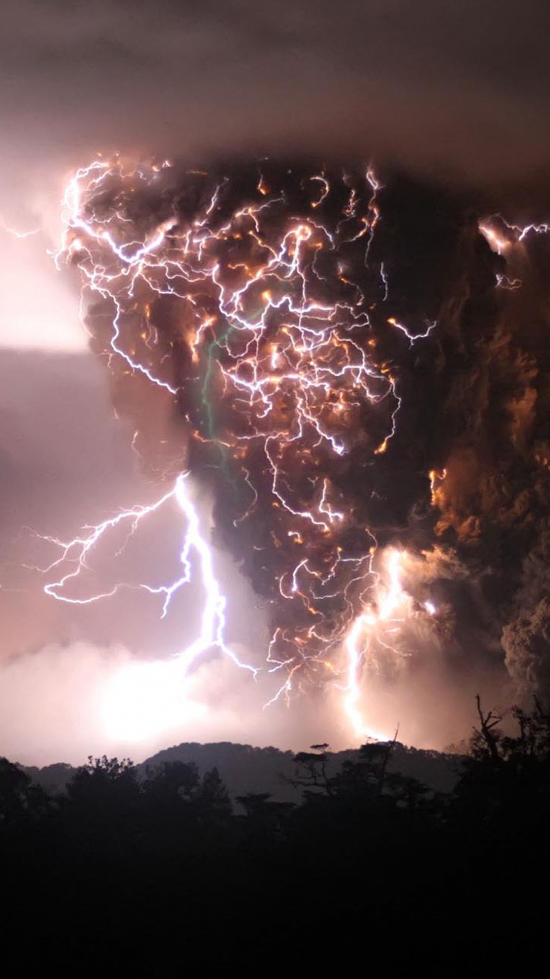 Download mobile wallpaper Lightning, Volcano, Eruption, Photography for free.