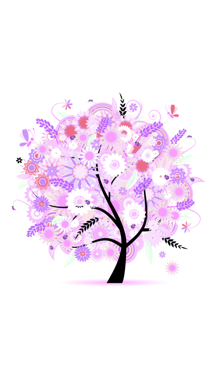 Handy-Wallpaper Blume, Baum, Lila, Frühling, Künstlerisch kostenlos herunterladen.
