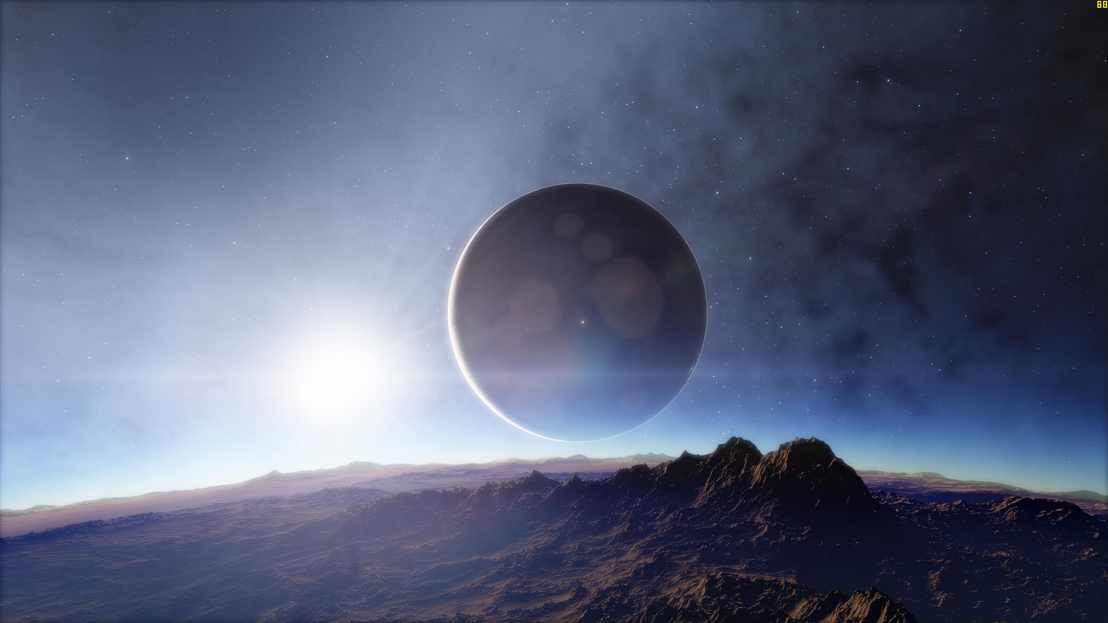 video game, space engine, moon, mountain, planet