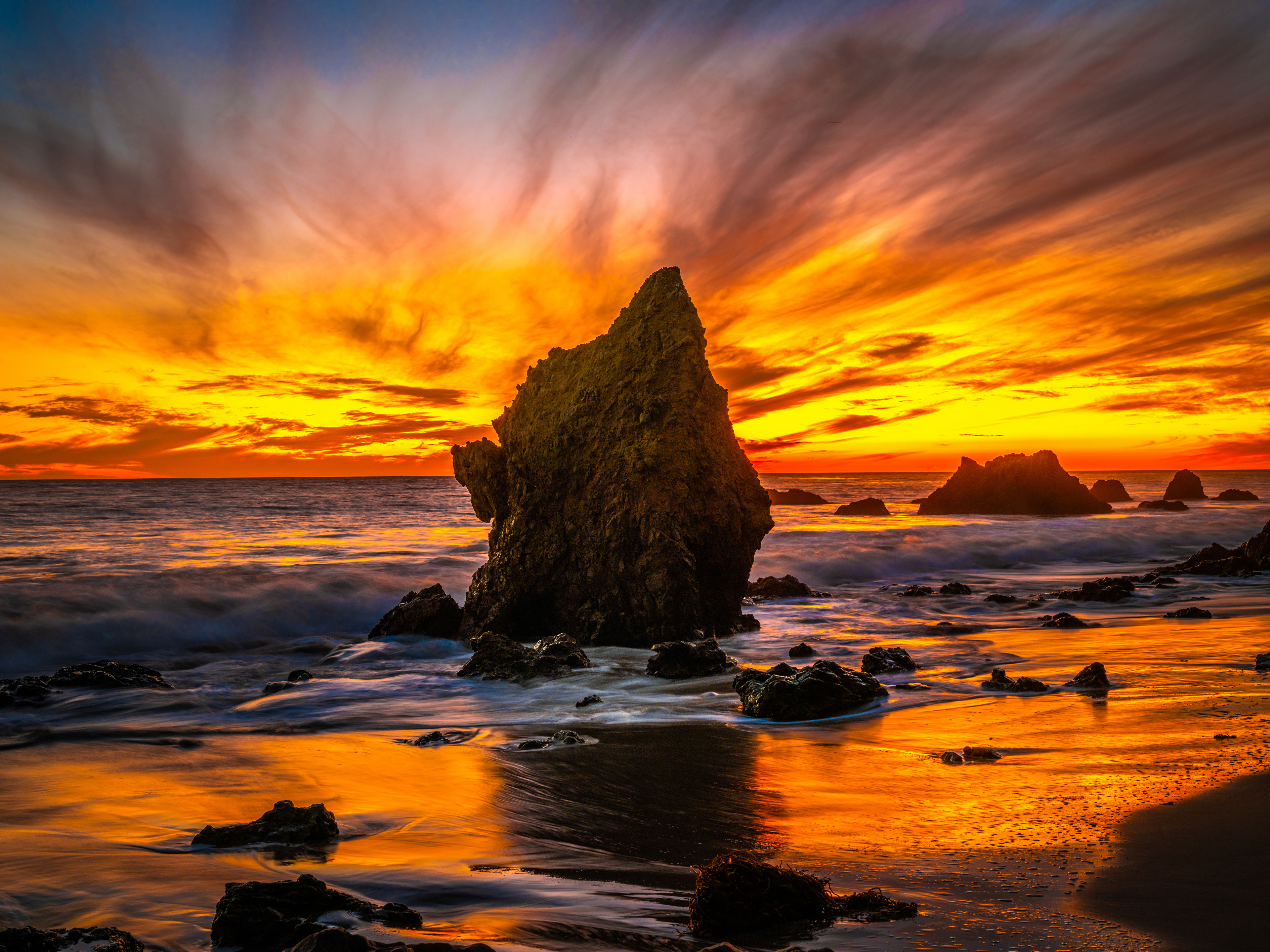 Free download wallpaper Nature, Sunset, Horizon, Ocean, Earth, California on your PC desktop