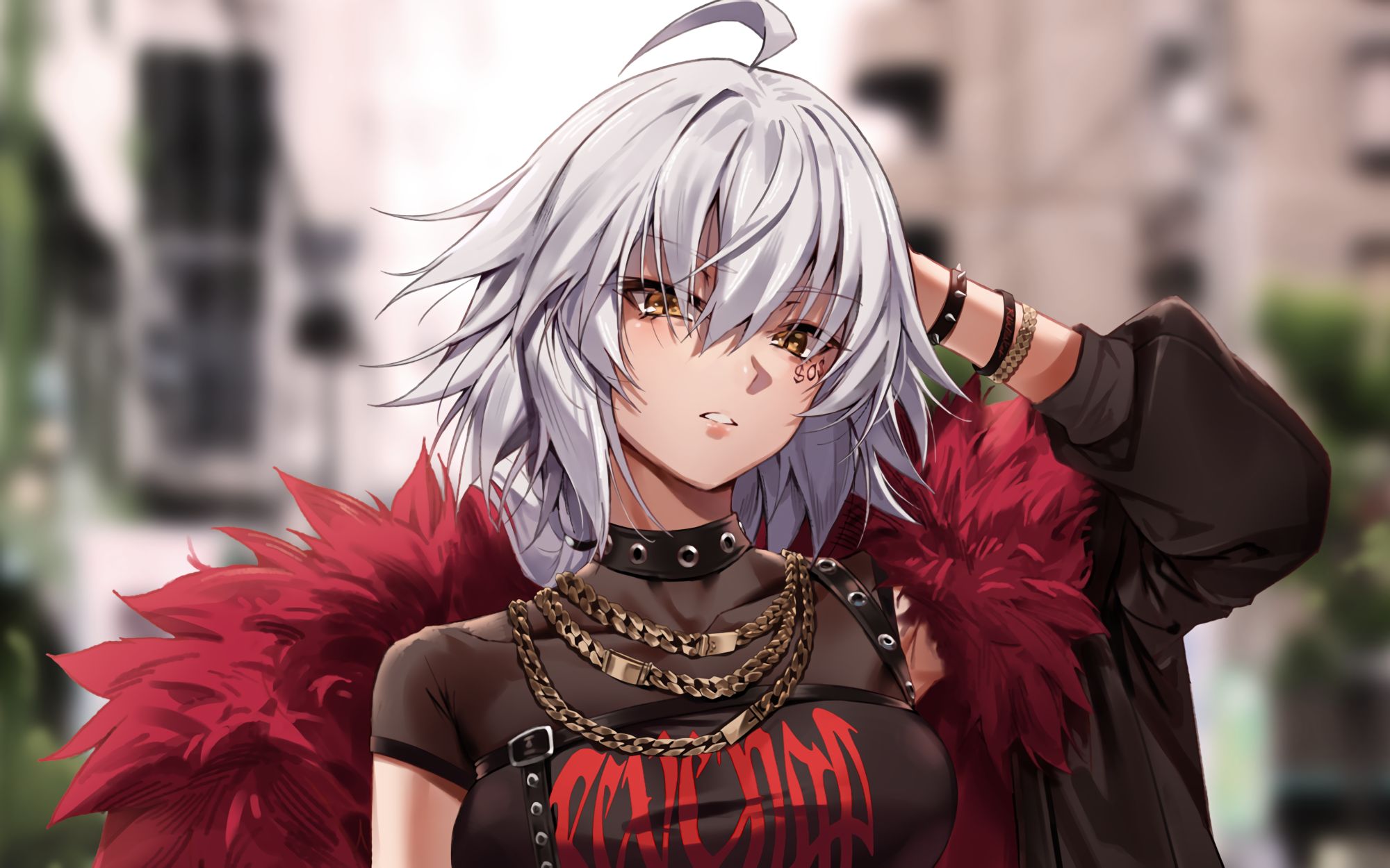 Free download wallpaper Anime, Yellow Eyes, Necklace, Short Hair, White Hair, Fate/grand Order, Jeanne D'arc Alter, Avenger (Fate/grand Order), Fate Series on your PC desktop