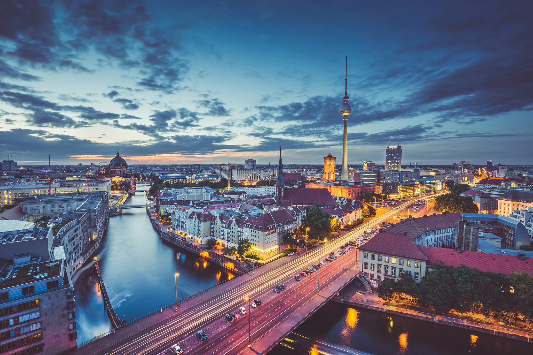 Free download wallpaper Cities, Berlin, City, Building, River, Germany, Man Made on your PC desktop