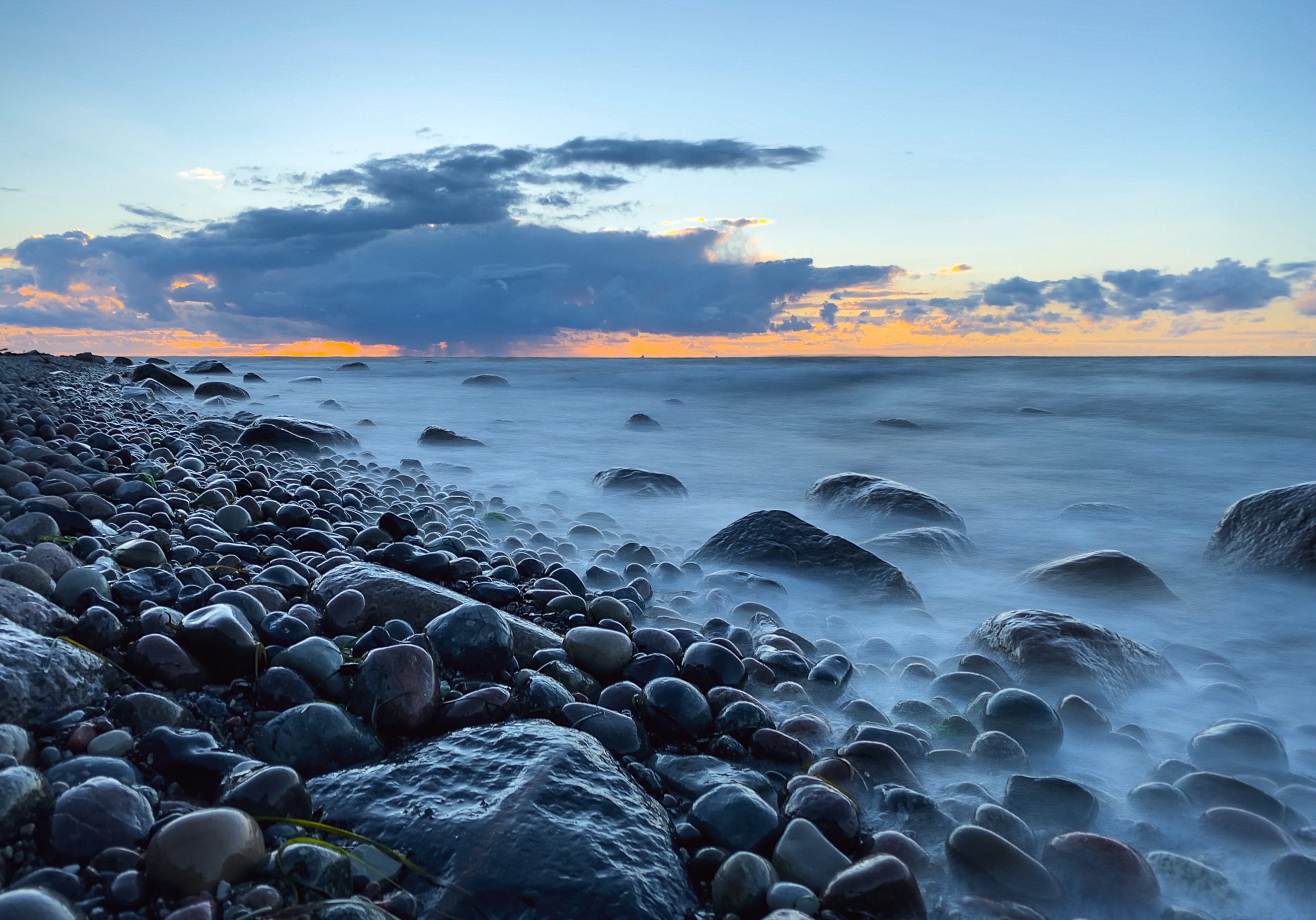 Free download wallpaper Stones, Sky, Sea, Nature, Pebble, Coast on your PC desktop