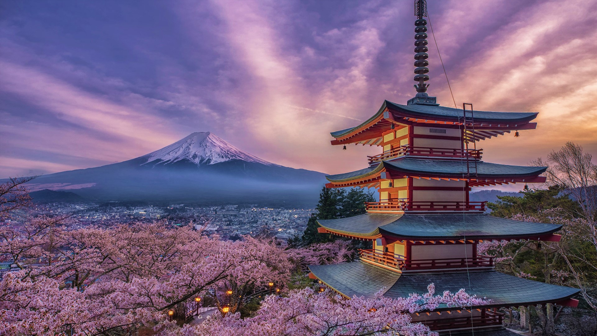 866095 descargar fondo de pantalla japón, monte fuji, primavera, sakura, pagoda, flor de cerezo, religioso: protectores de pantalla e imágenes gratis