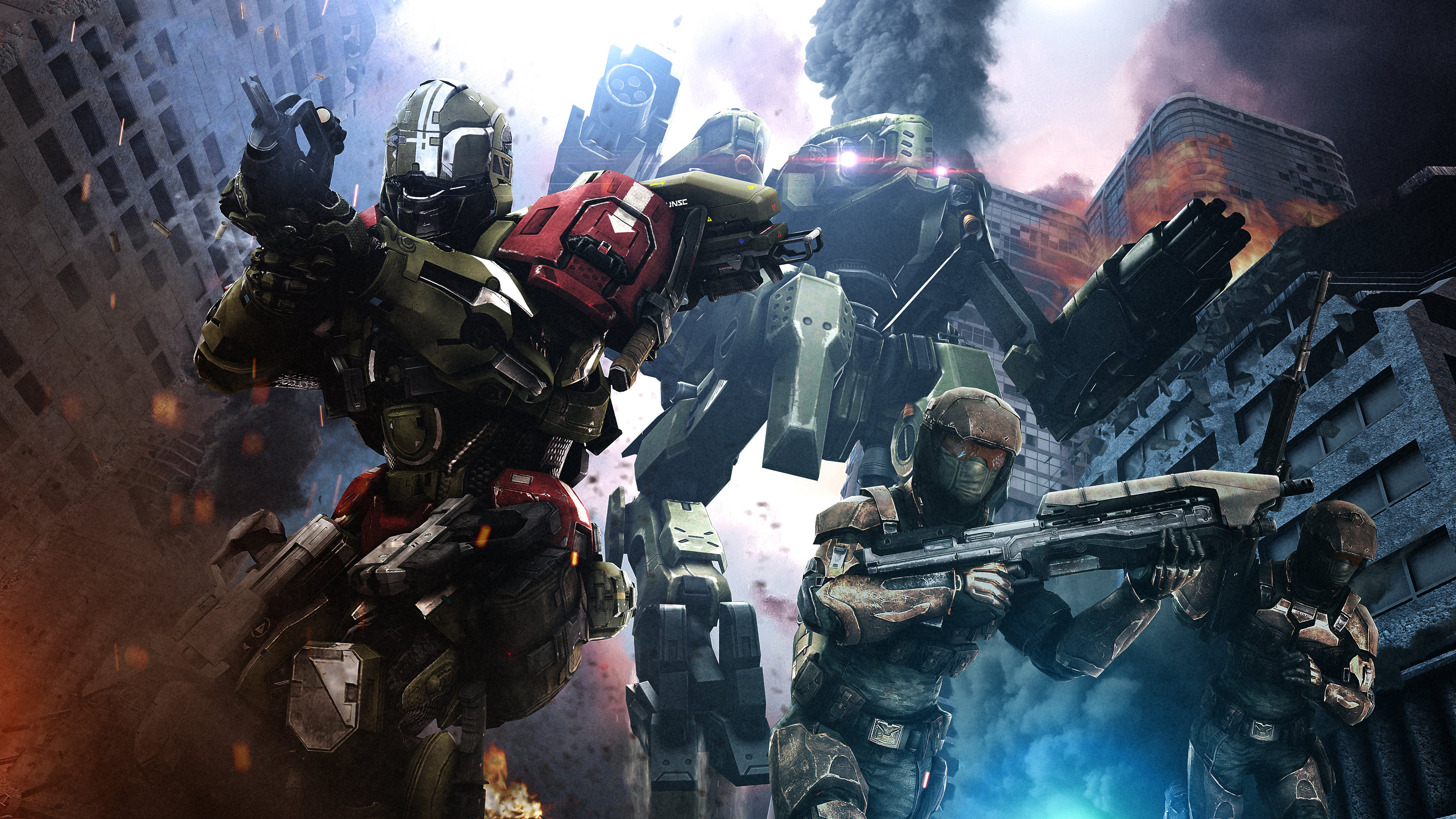 Скачать обои бесплатно Солдаты, Робот, Воин, Видеоигры, Гало, Halo 5: Стражи картинка на рабочий стол ПК