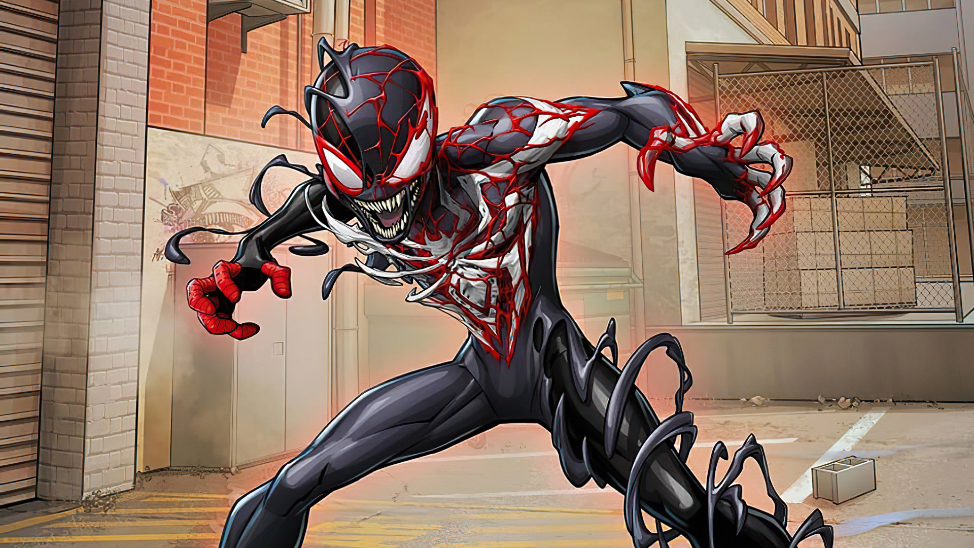 Download mobile wallpaper Spider Man, Crossover, Venom, Comics, Miles Morales for free.