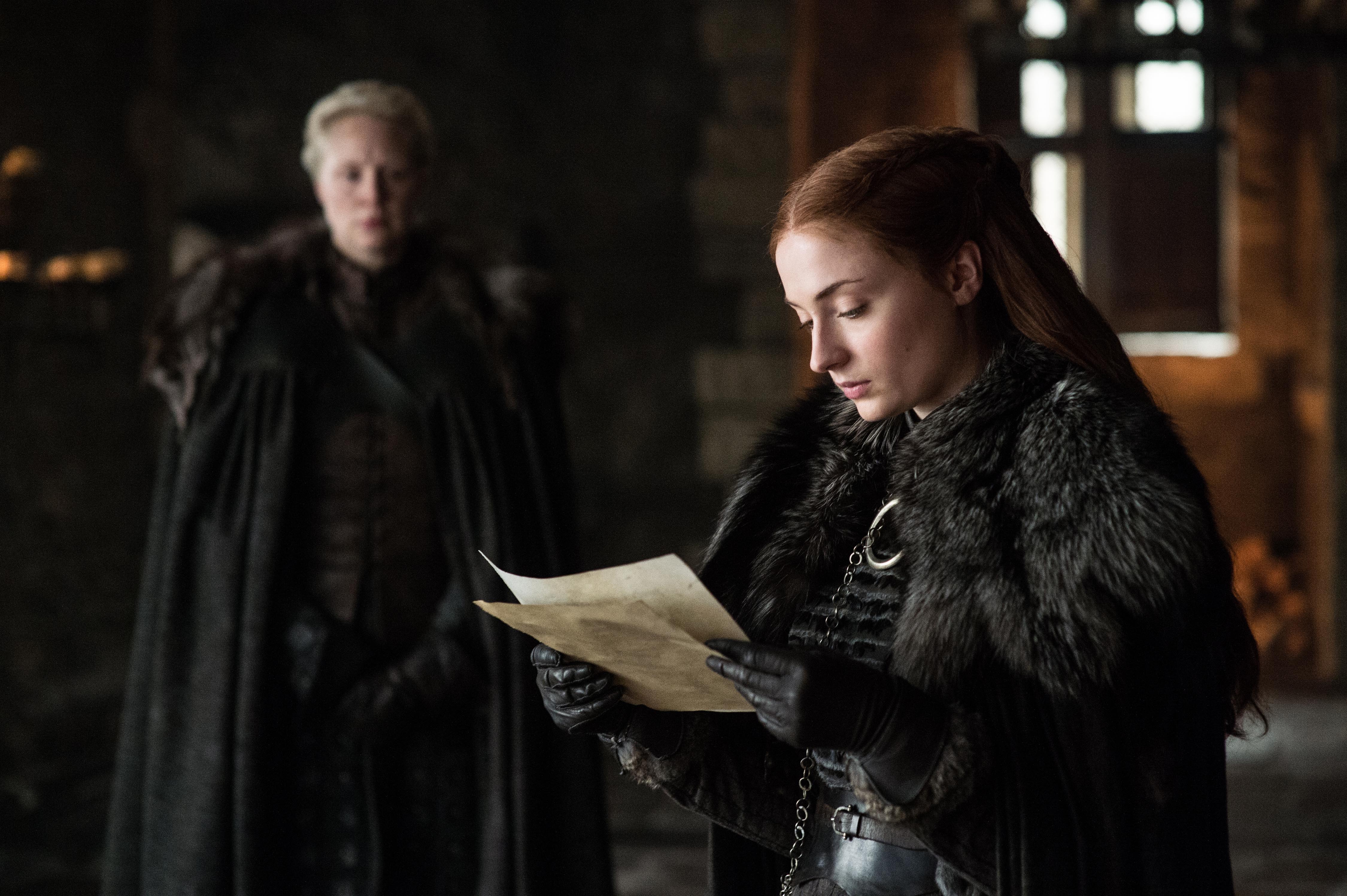 Handy-Wallpaper Fernsehserien, Game Of Thrones: Das Lied Von Eis Und Feuer, Sansa Stark, Brienne Von Tarth, Gwendoline Christie, Sophie Turner kostenlos herunterladen.