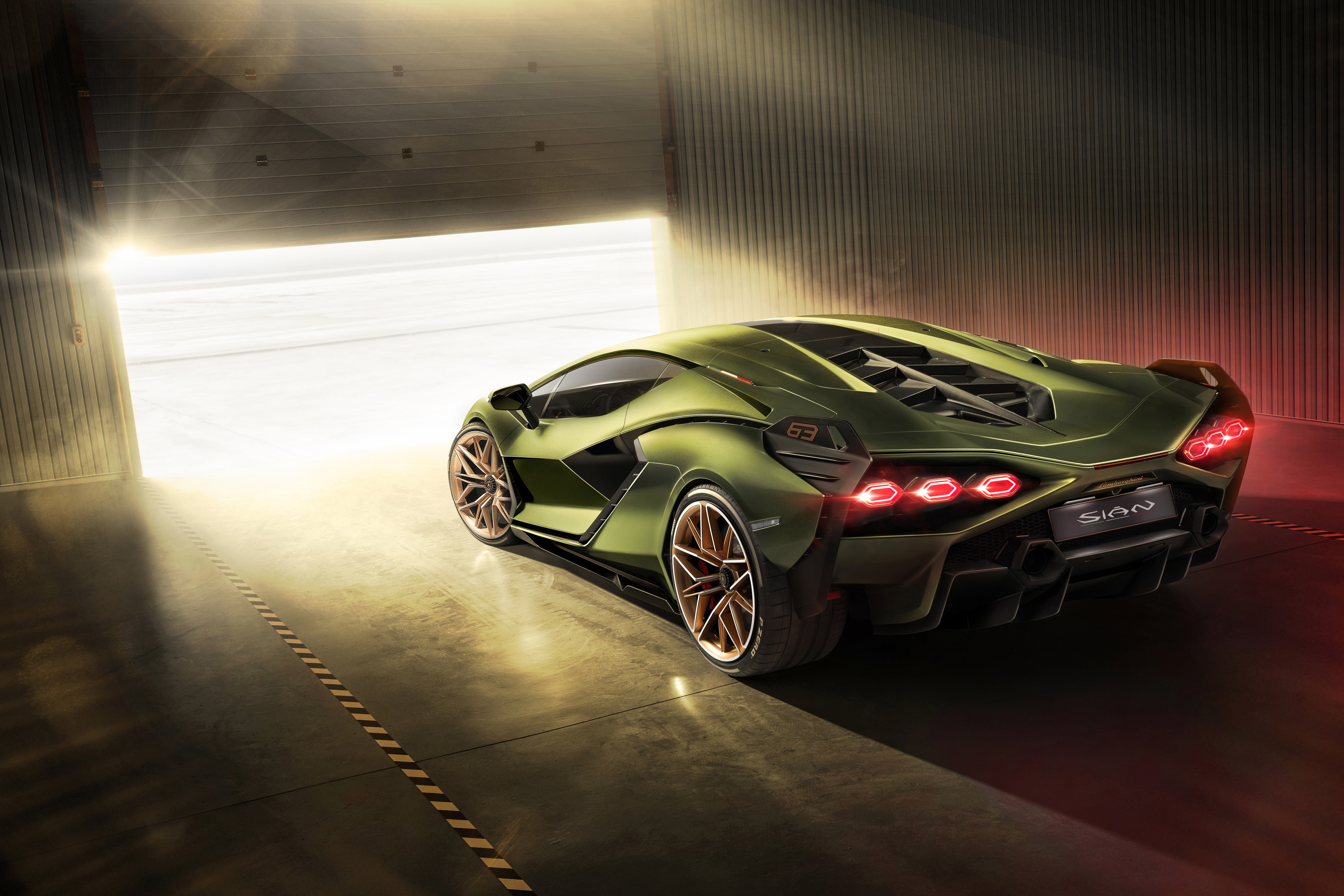 Laden Sie das Lamborghini, Supersportwagen, Fahrzeuge, Grünes Auto, Lamborghini Sián Fkp37-Bild kostenlos auf Ihren PC-Desktop herunter