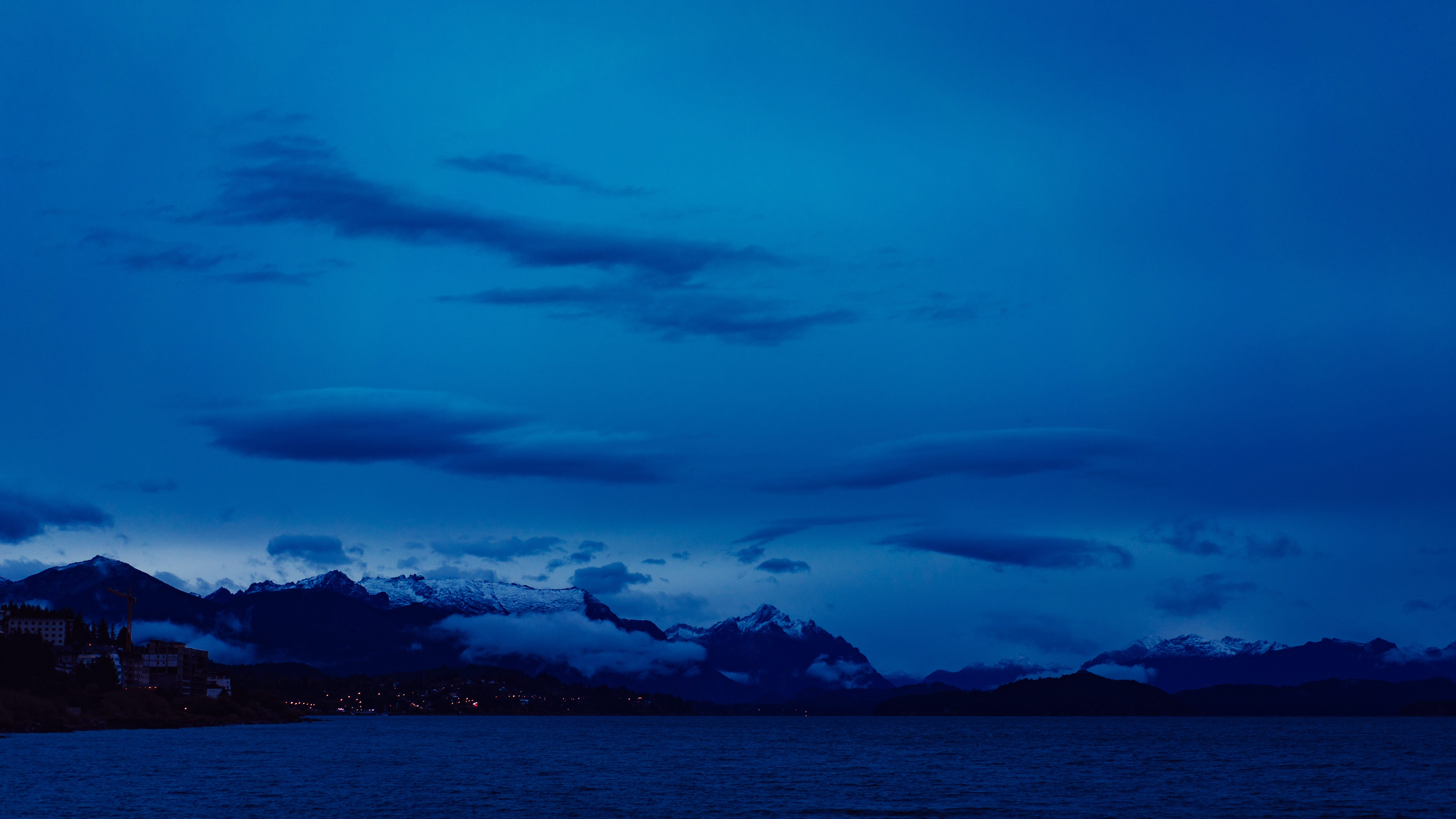 Free download wallpaper Nature, Sky, Clouds, Mountains, Sea, Night on your PC desktop