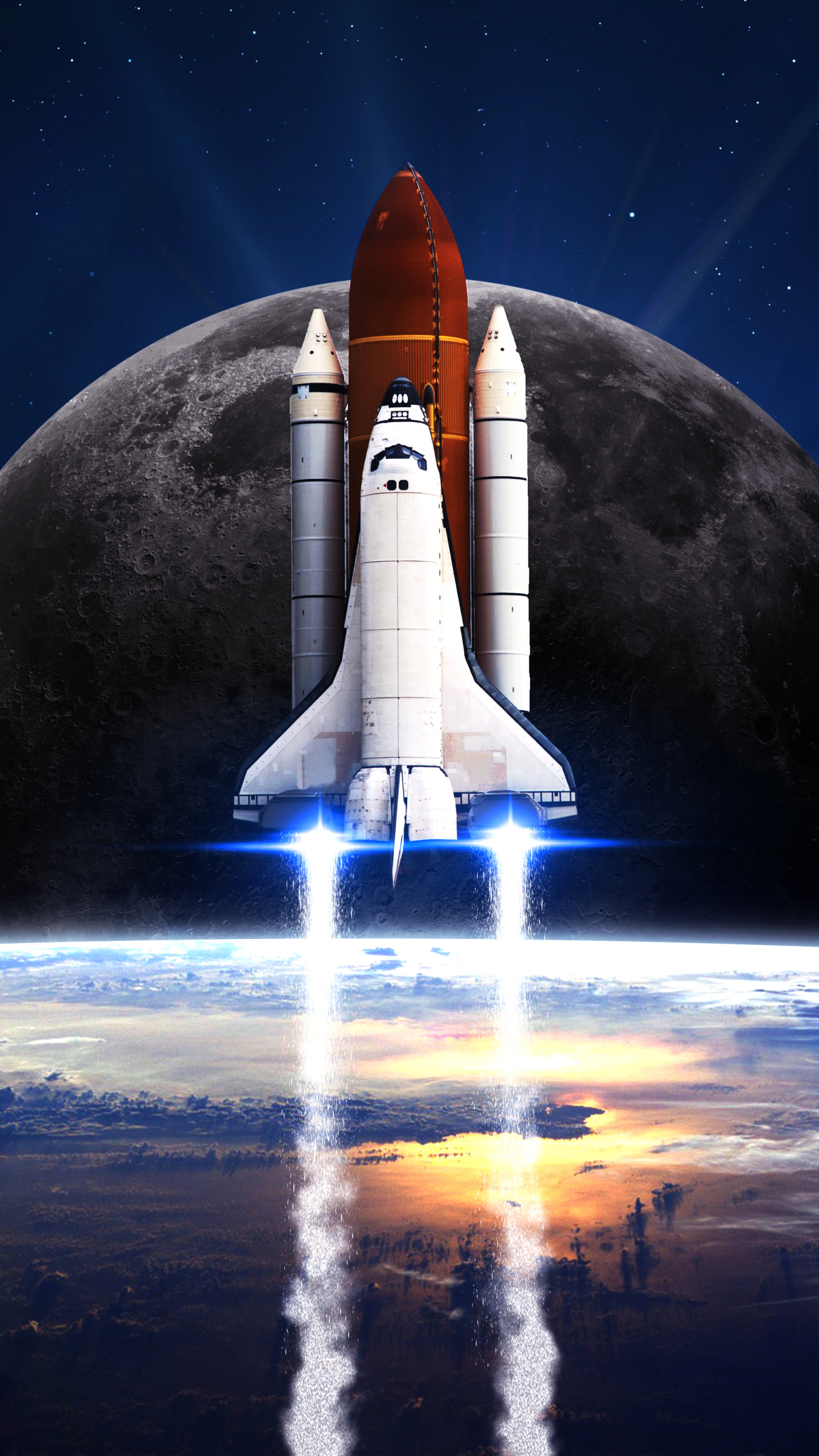 Handy-Wallpaper Mond, Platz, Science Fiction, Weltraum, Fahrzeuge, Raumfähre, Space Shuttles kostenlos herunterladen.