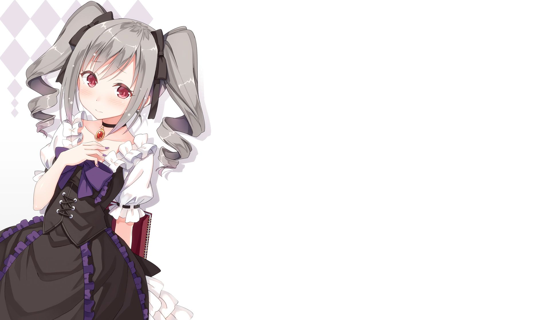 Download mobile wallpaper Anime, Necklace, Red Eyes, Long Hair, Twintails, The Idolm@ster, Grey Hair, The Idolm@ster Cinderella Girls, Ranko Kanzaki for free.