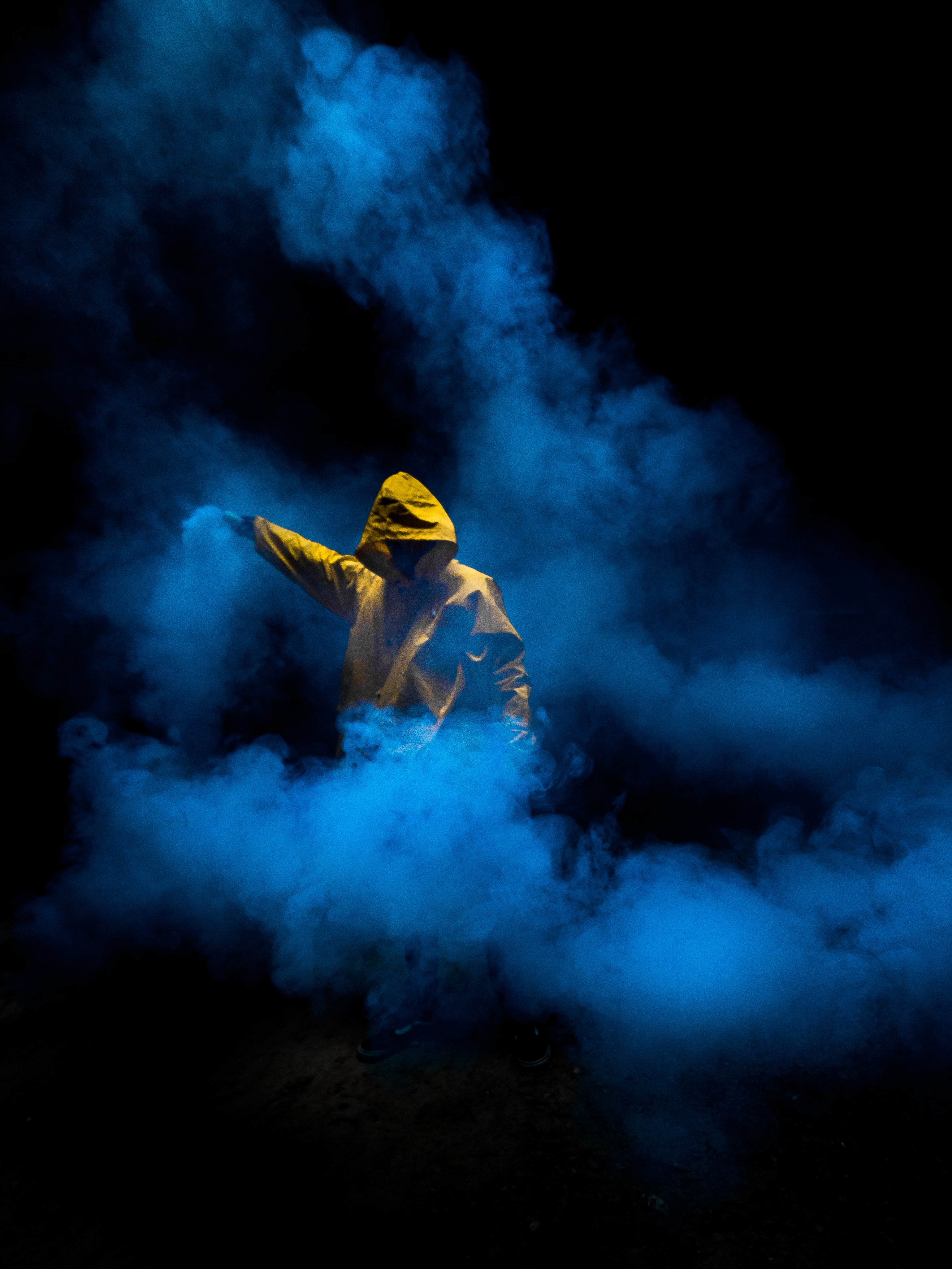 colored smoke, anonymous, smoke, blue, miscellanea, miscellaneous, coloured smoke, hood