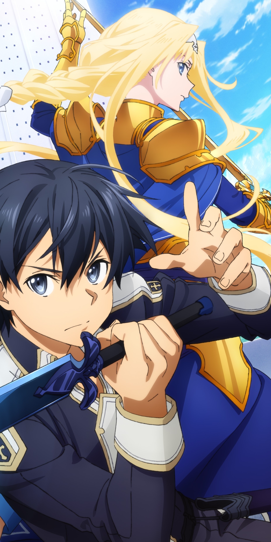 Download mobile wallpaper Anime, Sword Art Online, Blonde, Blue Eyes, Kirito (Sword Art Online), Kazuto Kirigaya, Blue Rose Sword (Sword Art Online), Alice Zuberg, Sword Art Online: Alicization for free.