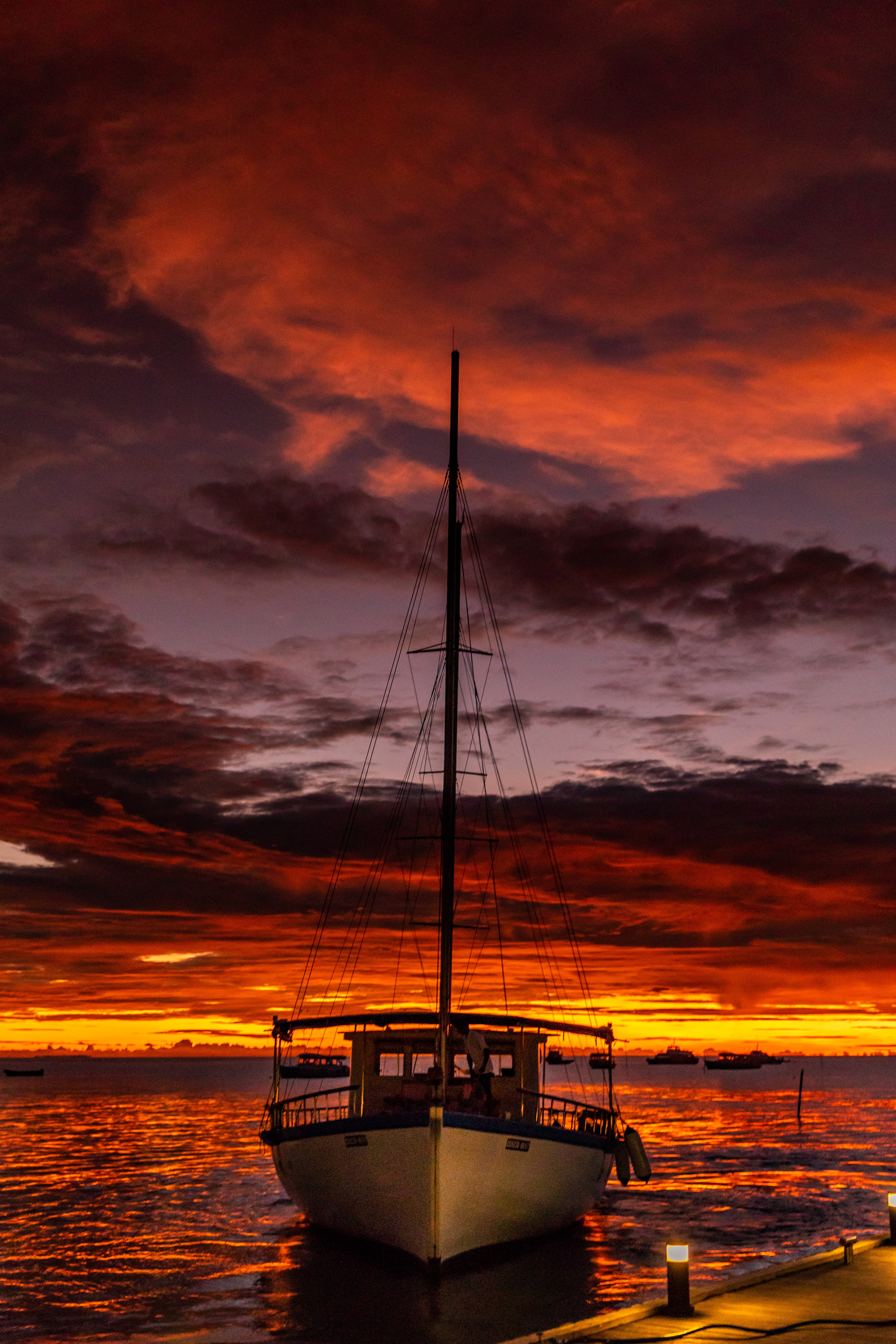 Download mobile wallpaper Sky, Nature, Sunset, Boat for free.