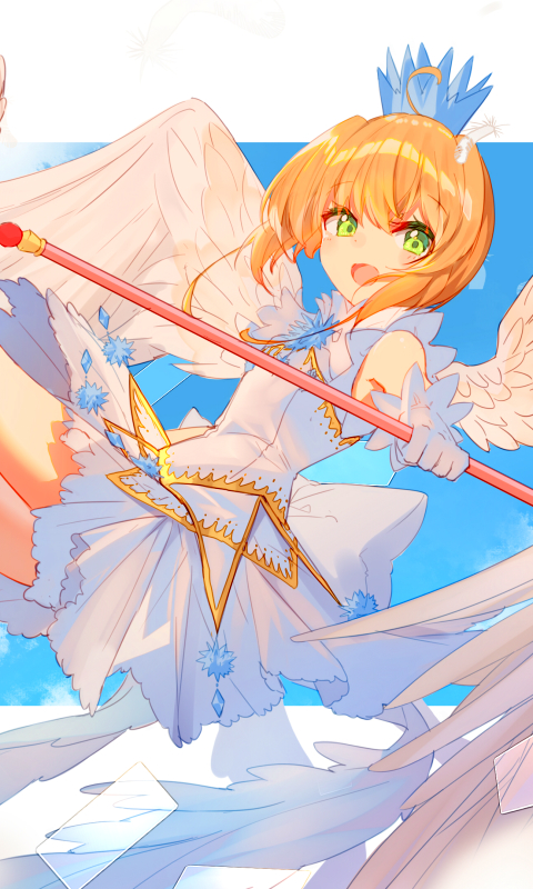 Download mobile wallpaper Anime, Angel, Blonde, Green Eyes, Short Hair, Cardcaptor Sakura, Sakura Kinomoto for free.