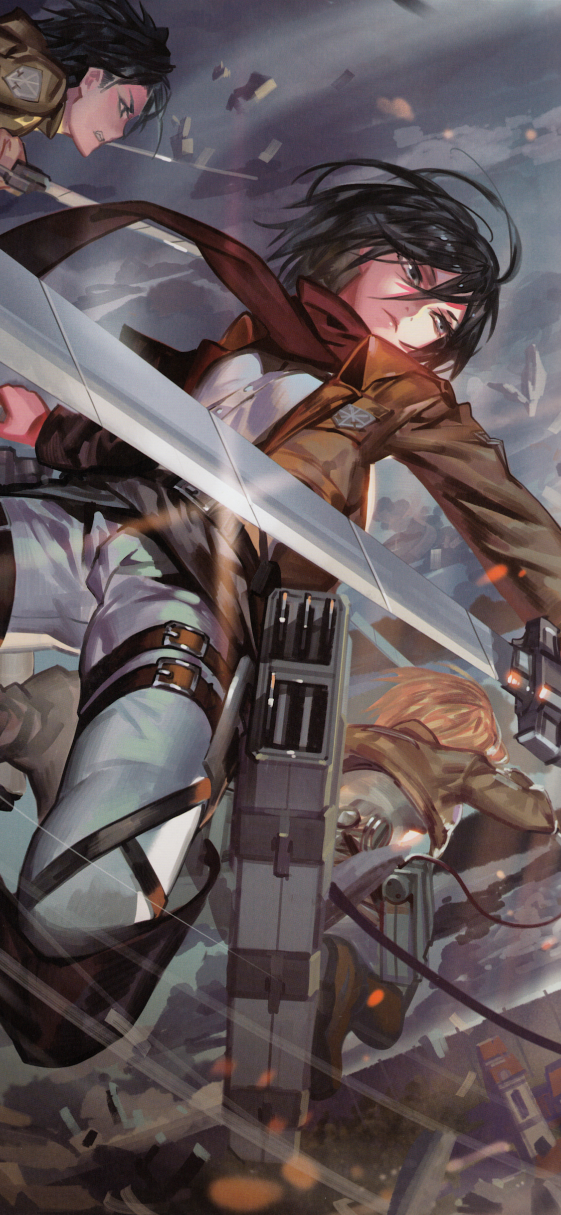 Handy-Wallpaper Animes, Eren Jäger, Mikasa Ackermann, Attack On Titan kostenlos herunterladen.