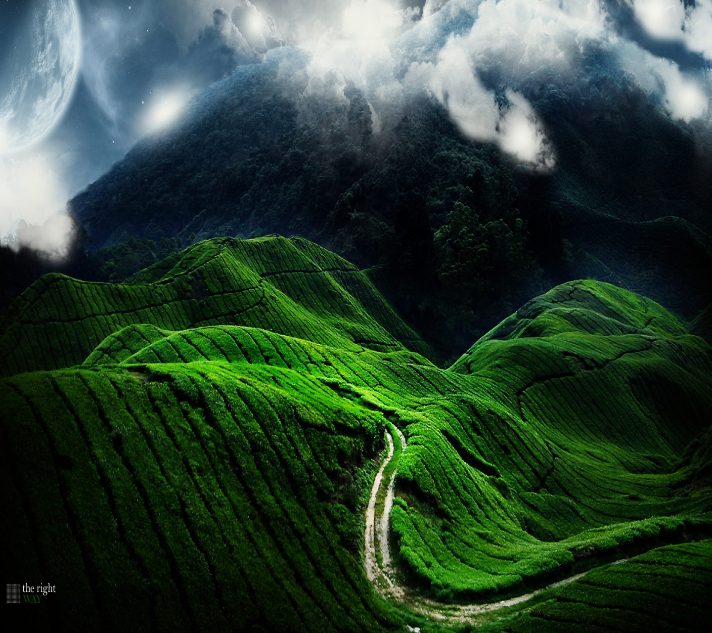 Free download wallpaper Landscape, Moon, Road, Hill, Man Made on your PC desktop