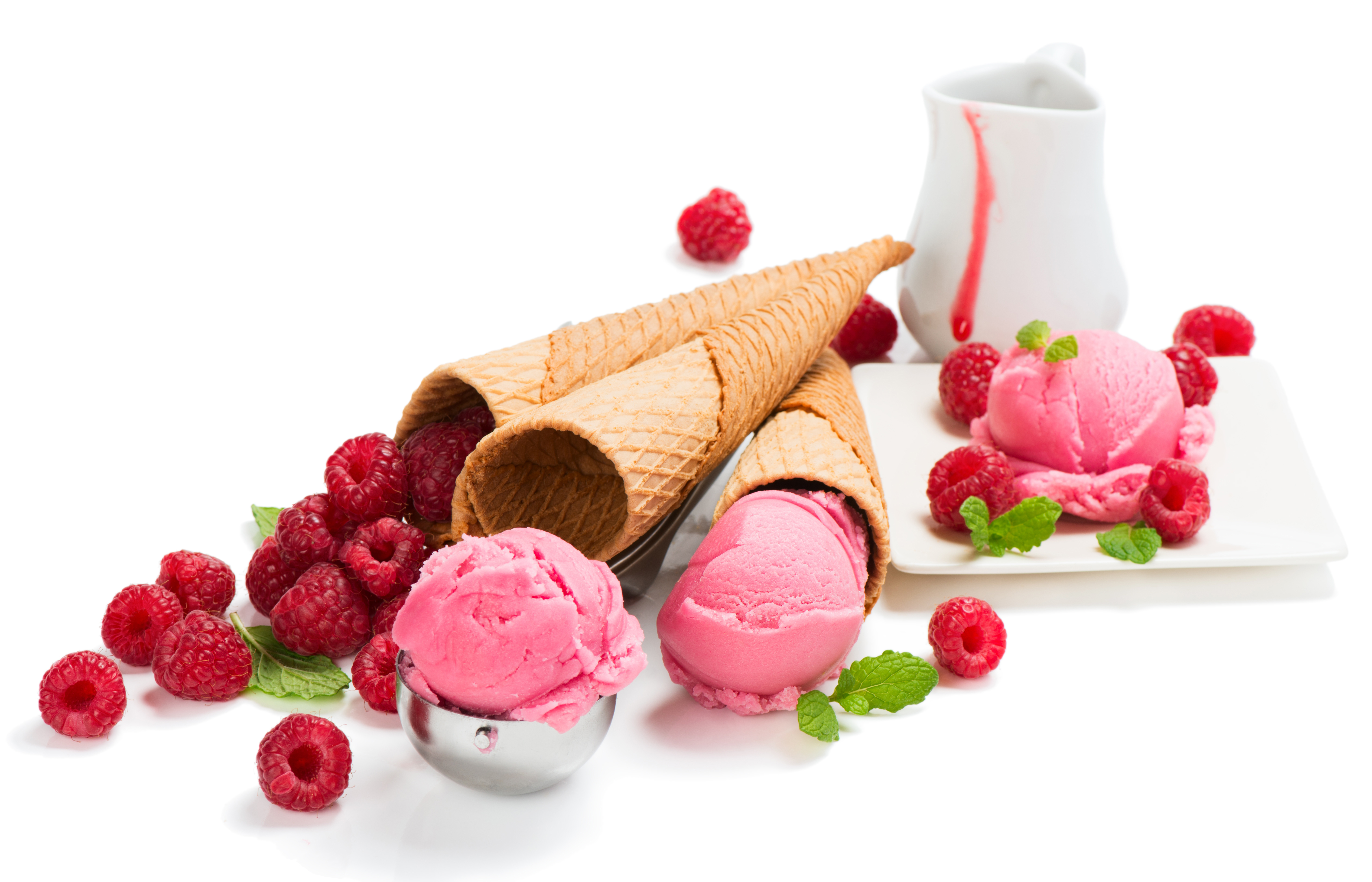 Download mobile wallpaper Food, Raspberry, Ice Cream, Still Life, Berry, Fruit, Sweets, Waffle Cone for free.
