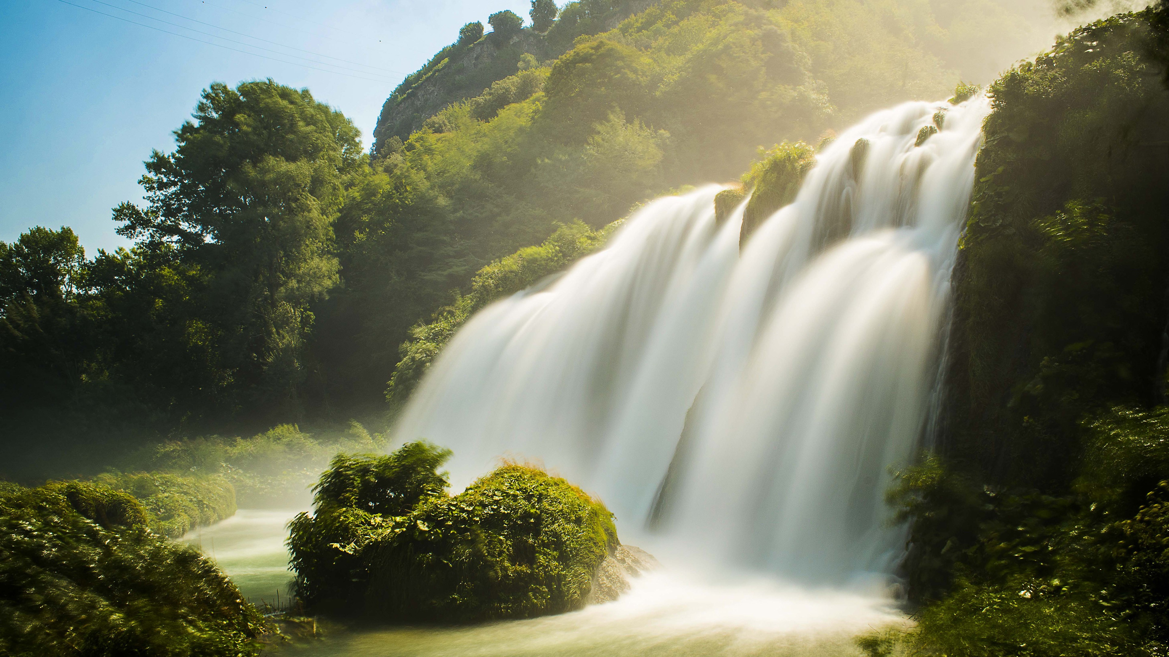 earth, waterfall, foam, greenery, nature, tree, waterfalls