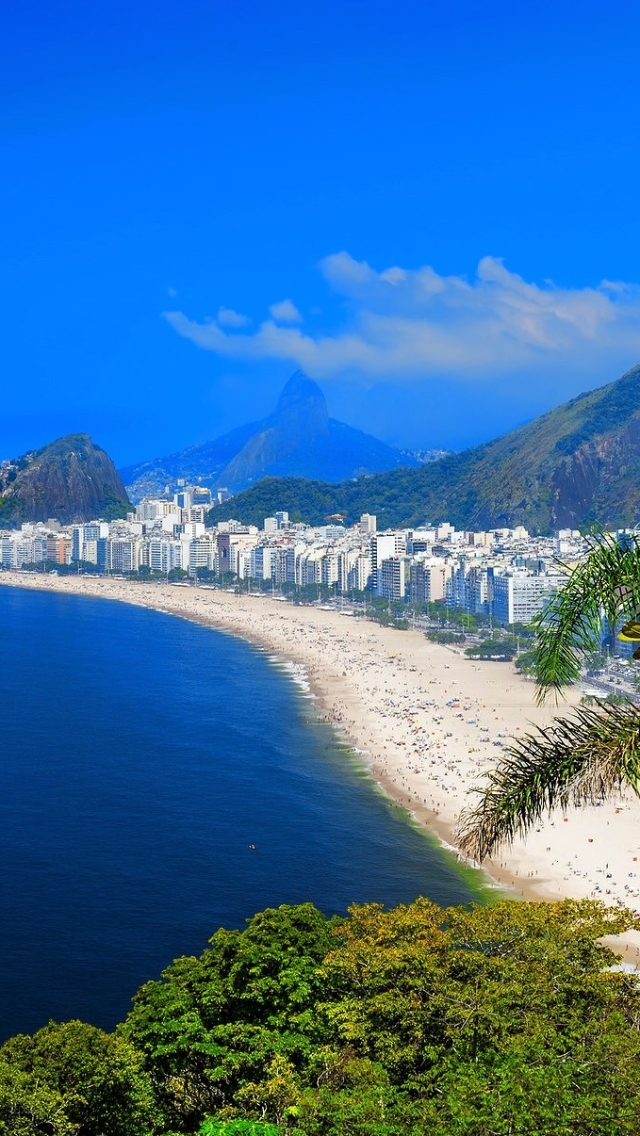 Download mobile wallpaper Cities, Beach, City, Cityscape, Rio De Janeiro, Brazil, Man Made, Copacabana for free.