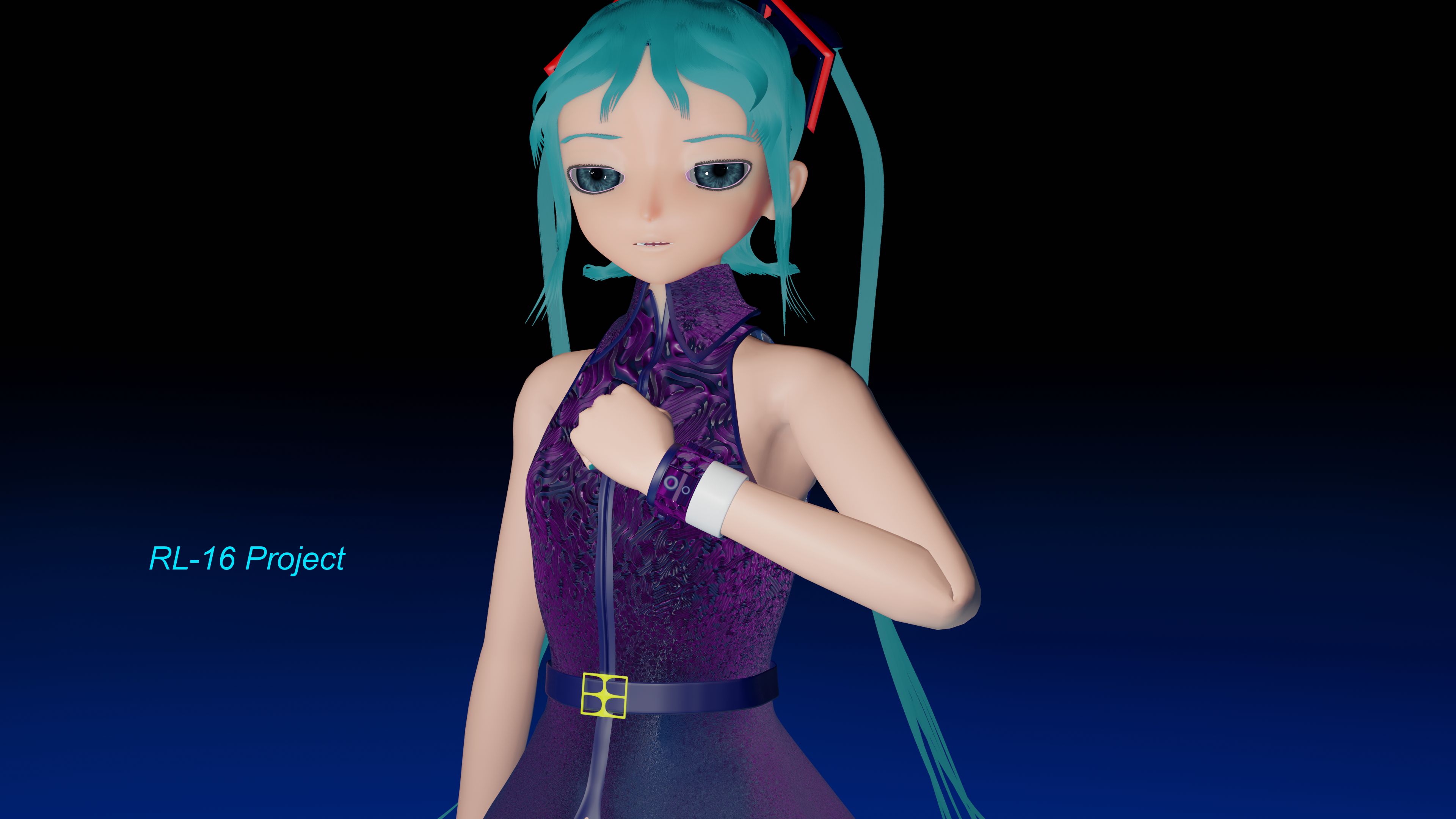 Laden Sie das Vocaloid, Mixer, Grüne Haare, Hatsune Miku, Animes, Lange Haare, Blender 3D-Bild kostenlos auf Ihren PC-Desktop herunter