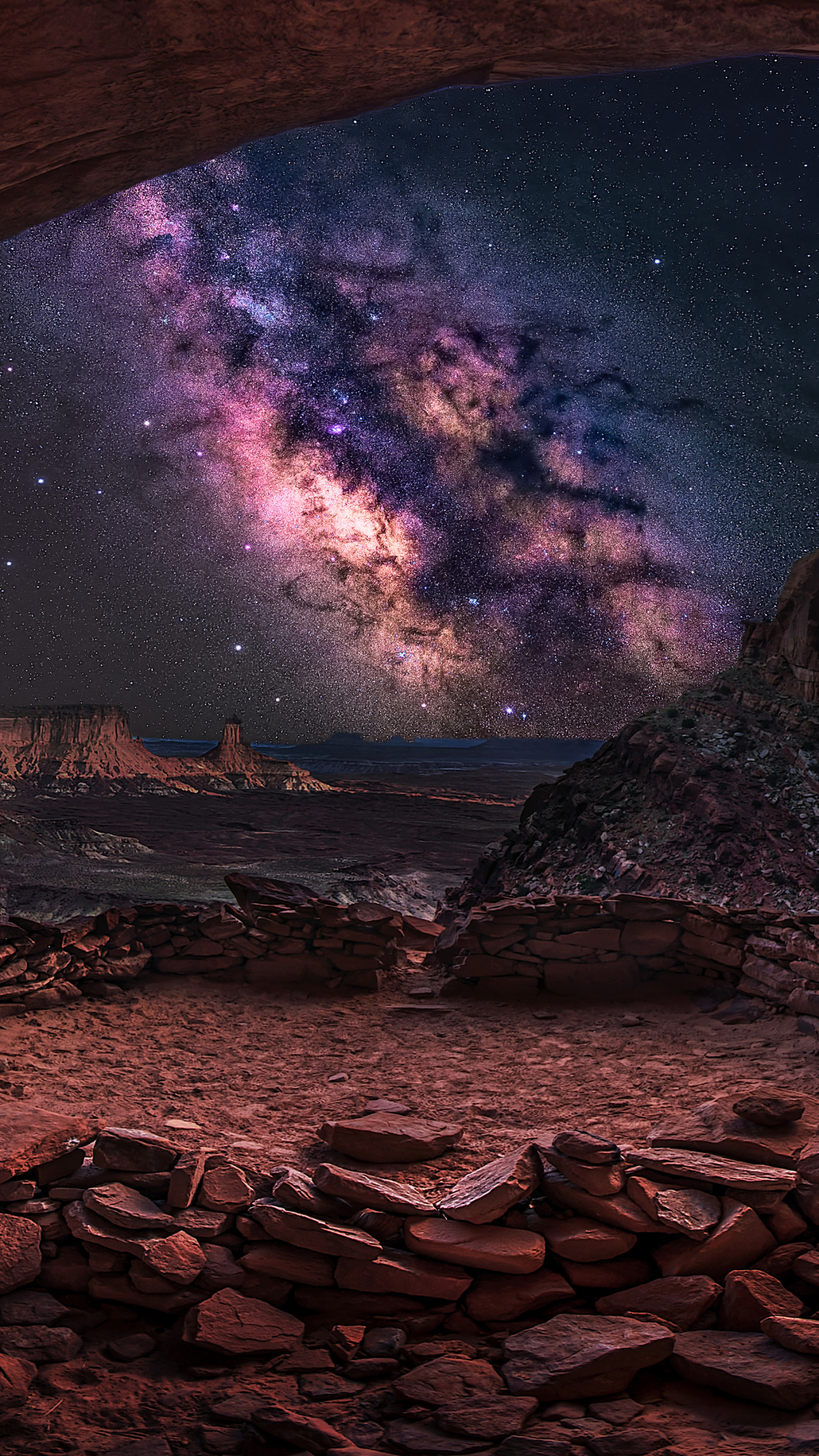 Download mobile wallpaper Night, Caves, Starry Sky, Earth, Milky Way, Cave for free.