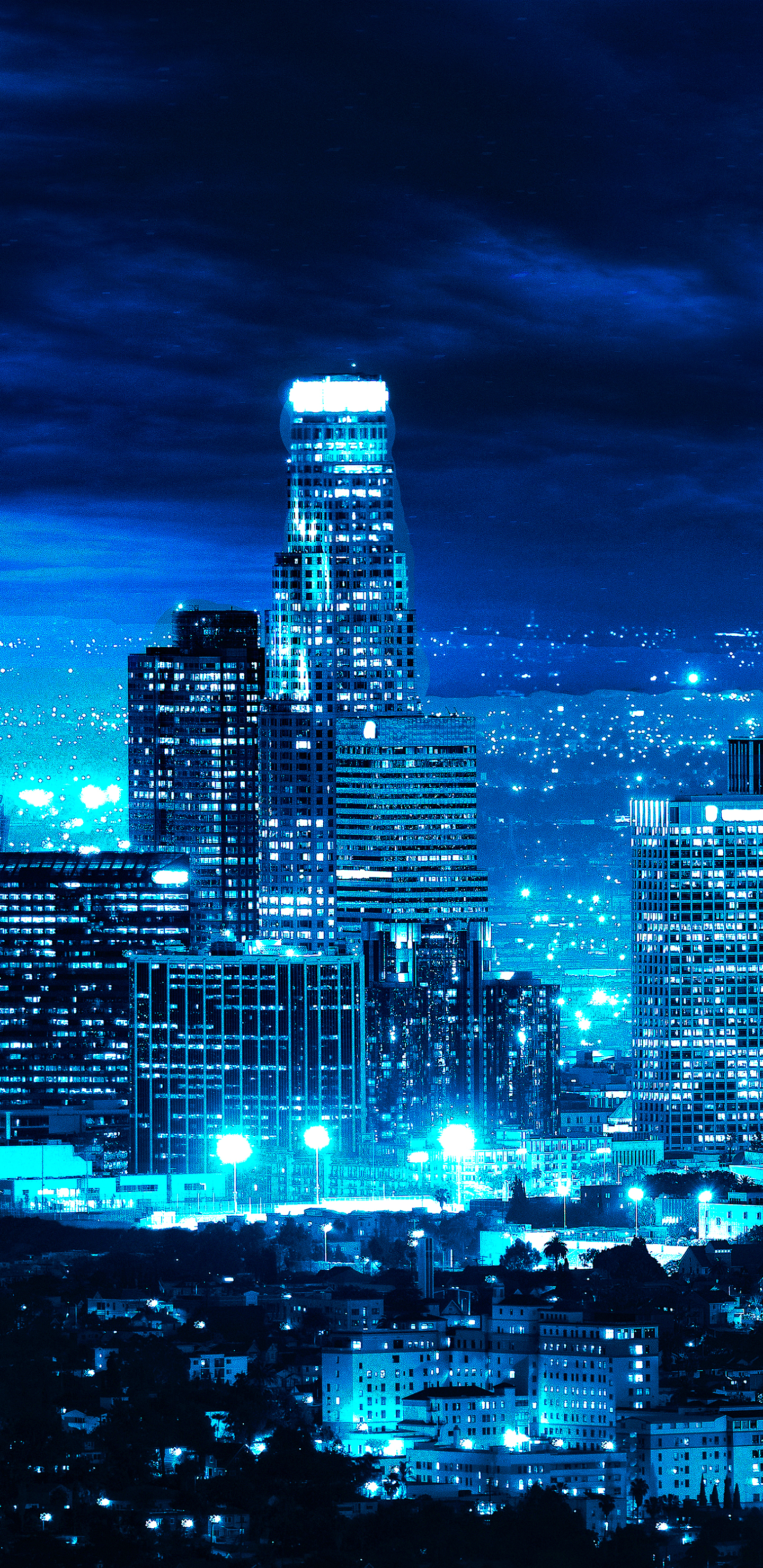PCデスクトップに都市, 超高層ビル, 青い, ロサンゼルス, 夜, スカイライン, アメリカ合衆国, マンメイド, 街並み画像を無料でダウンロード