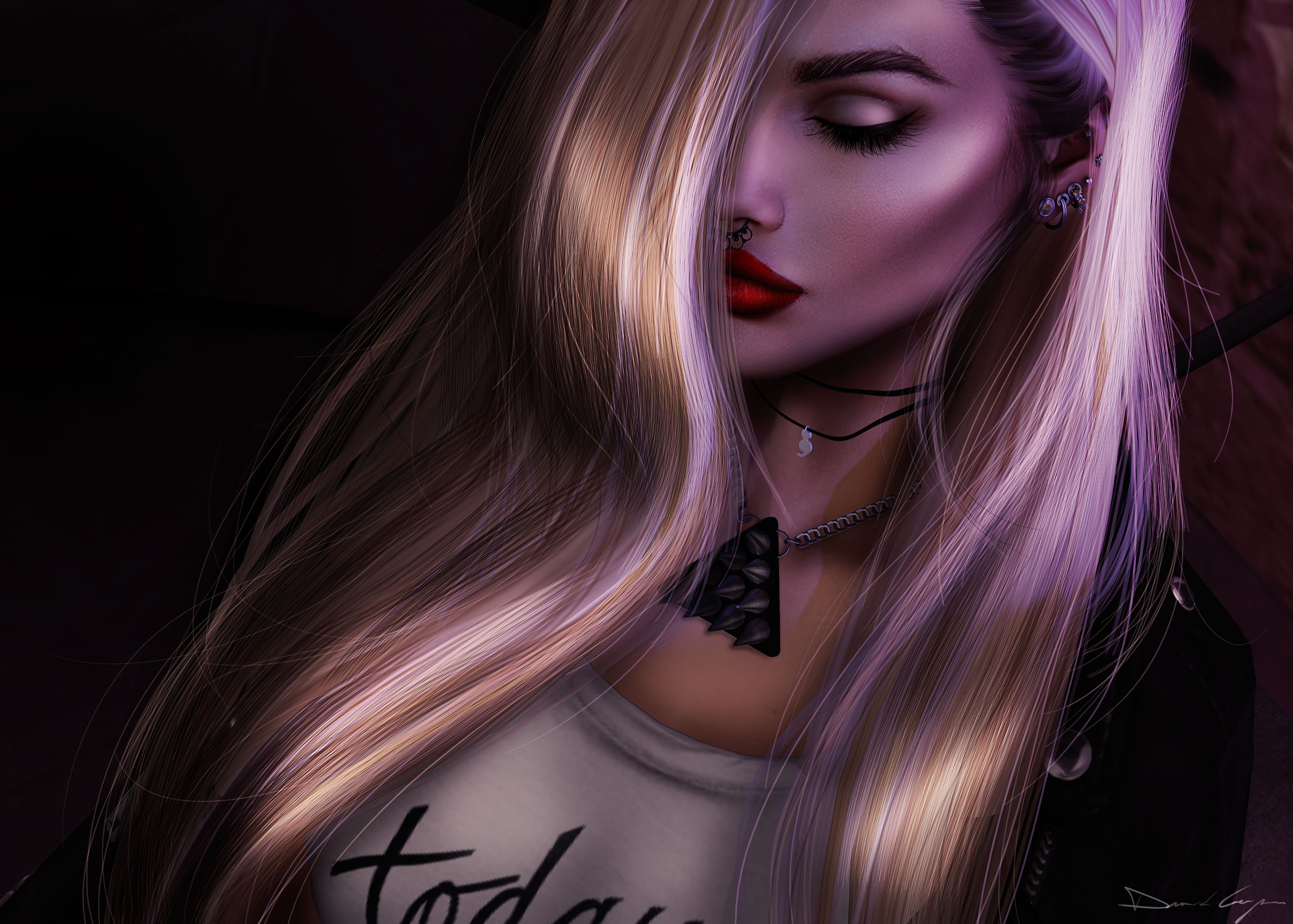 Download mobile wallpaper Fantasy, Blonde, Women, Lipstick for free.