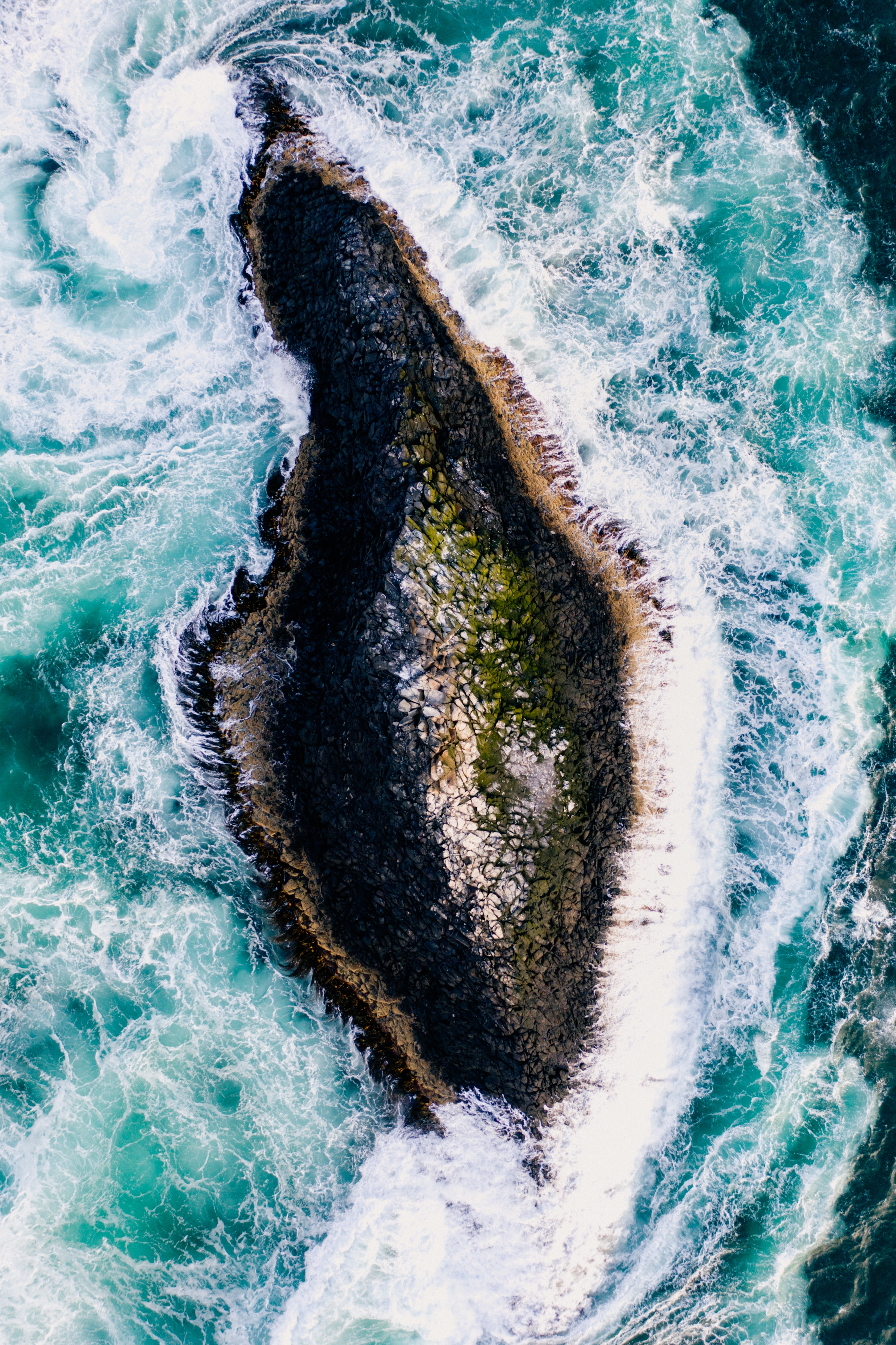 Download mobile wallpaper Rock, Foam, Nature, View From Above, Sea, Island for free.