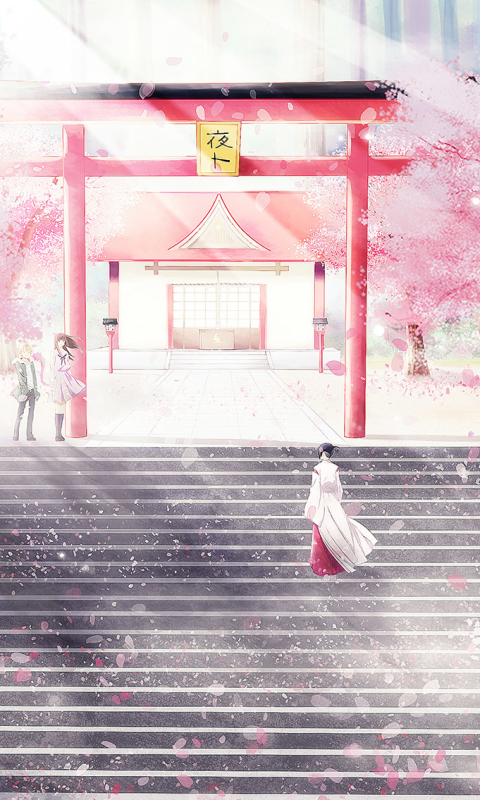 Download mobile wallpaper Anime, Cherry Blossom, Shrine, Yukine (Noragami), Noragami, Yato (Noragami) for free.