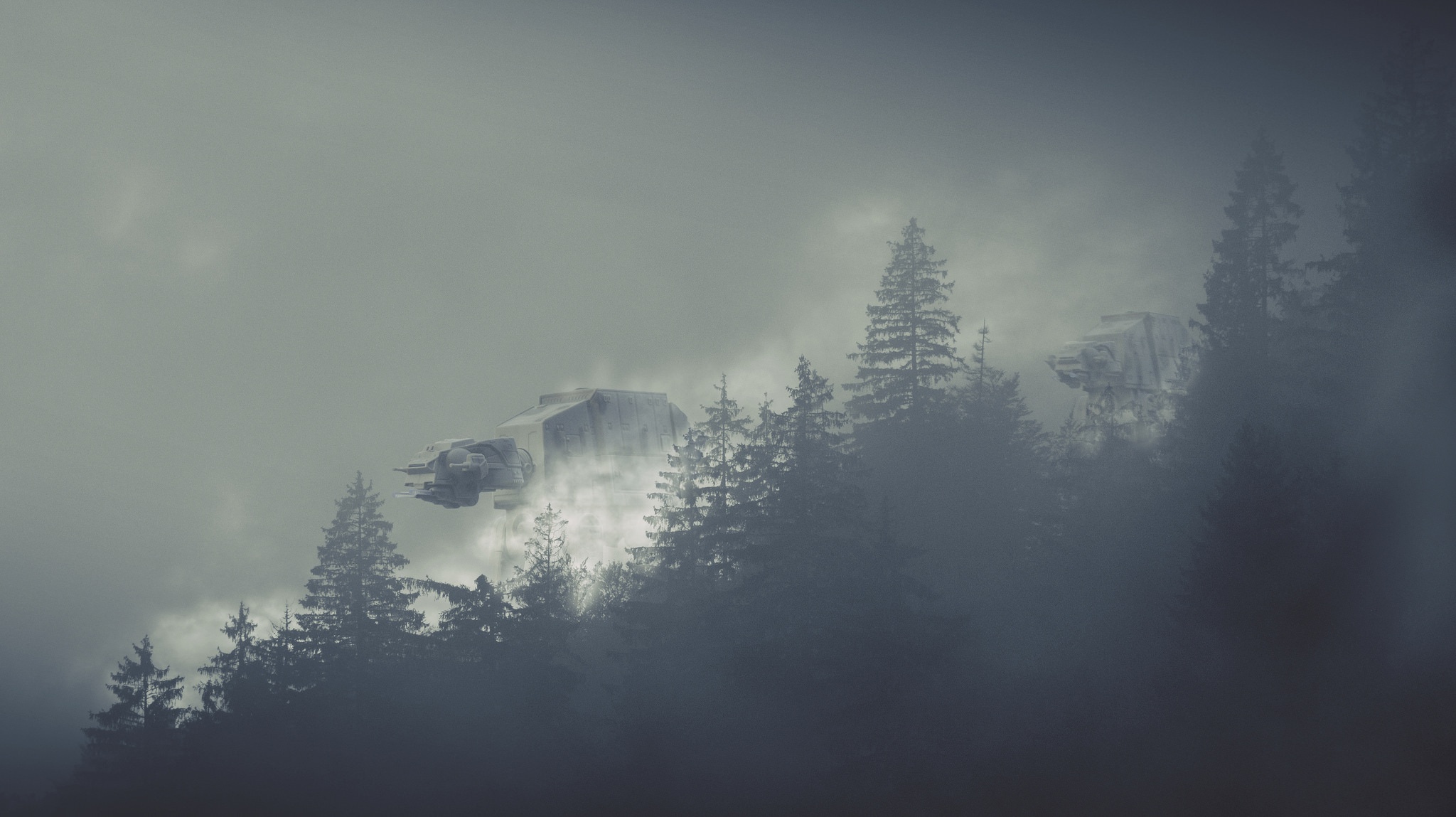 PCデスクトップに森, 霧, Sf, スターウォーズ, At Atウォーカー画像を無料でダウンロード