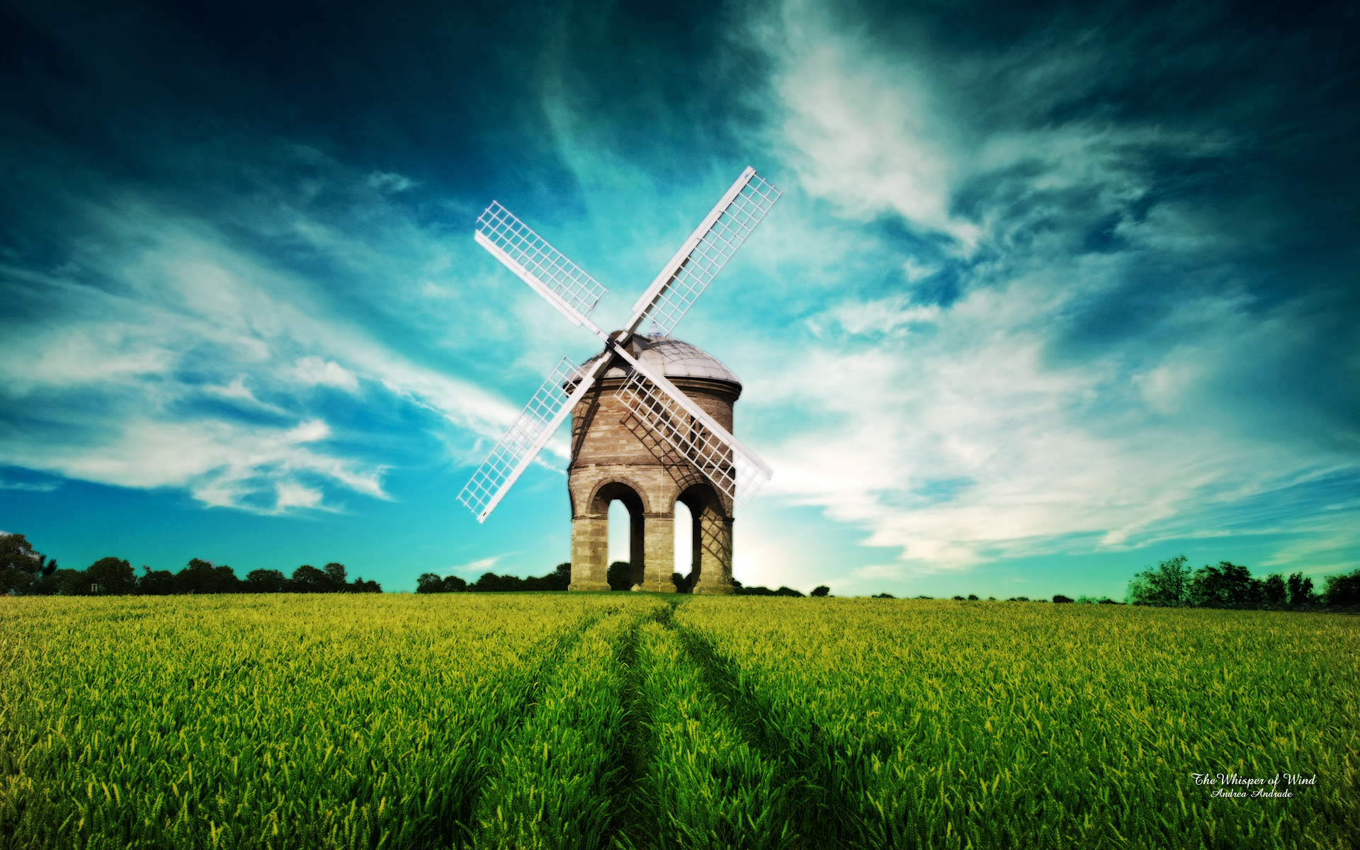 Download mobile wallpaper Grass, Field, Windmill, Man Made for free.