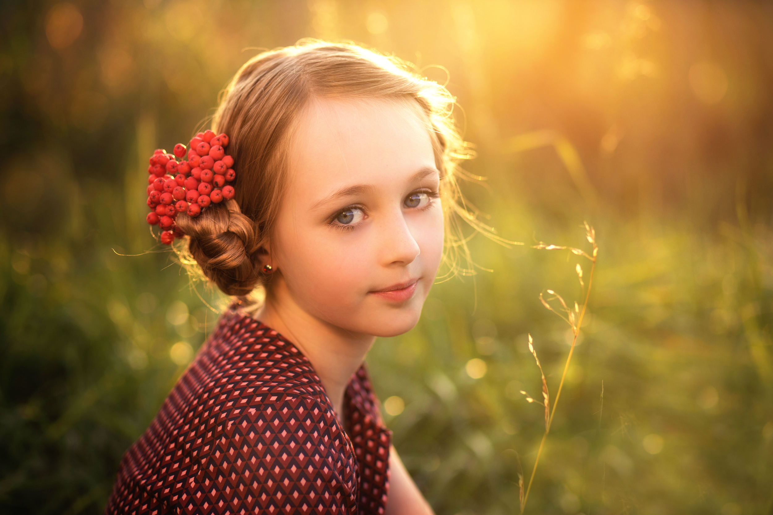Download mobile wallpaper Bokeh, Child, Blonde, Sunny, Photography, Blue Eyes for free.