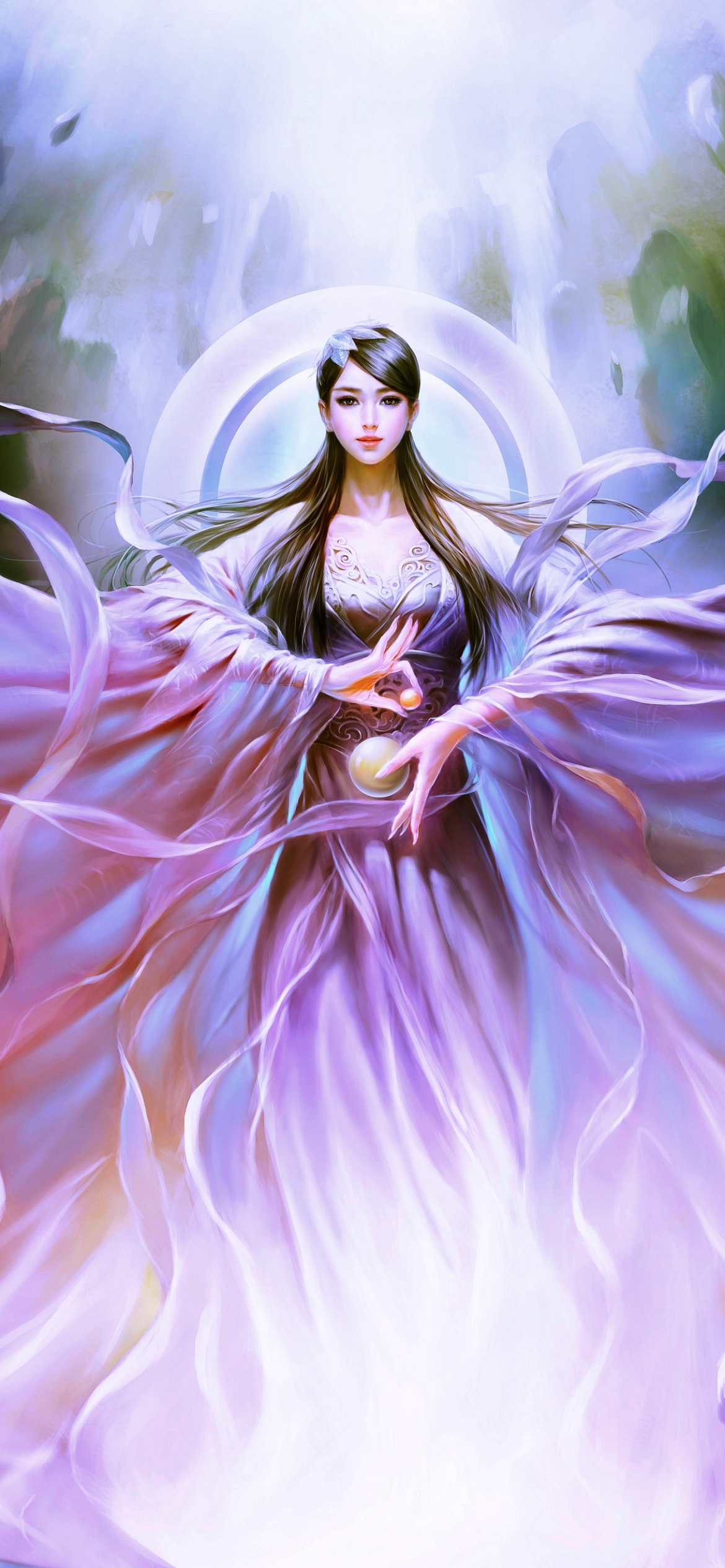 Download mobile wallpaper Fantasy, Oriental, Women, Long Hair, Brown Hair for free.