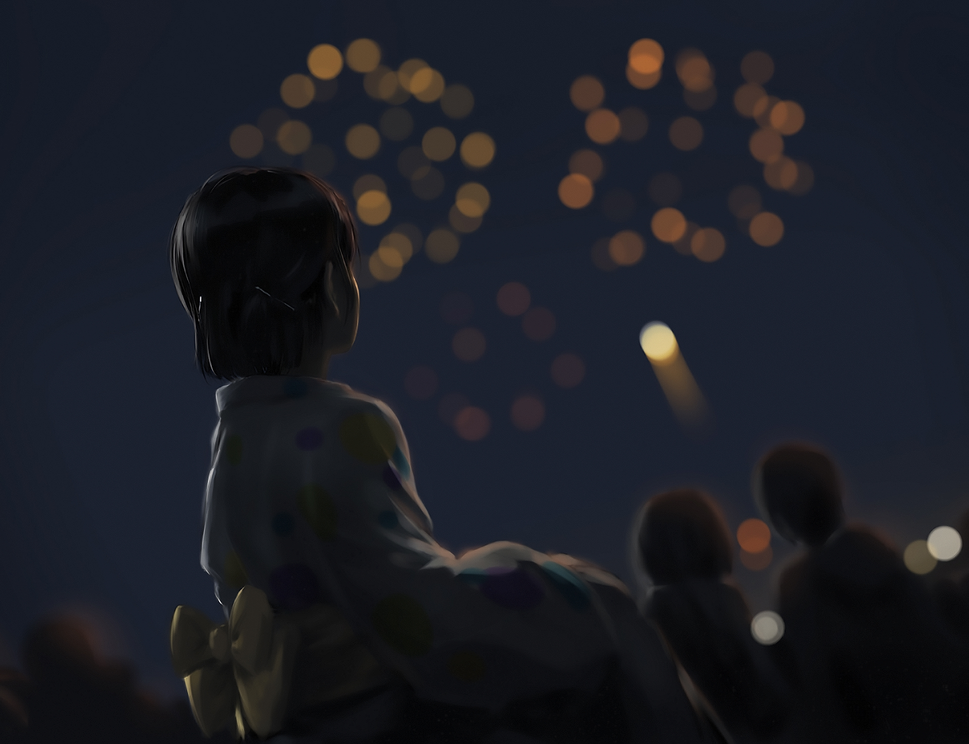 Free download wallpaper Anime, Fireworks, Original on your PC desktop