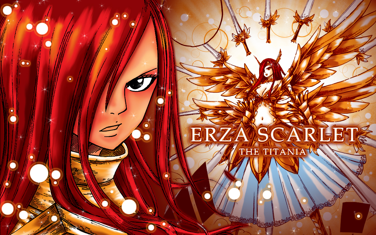 fairy tail, anime, armor, erza scarlet, long hair, red hair, sword, titania (fairy tail), warrior