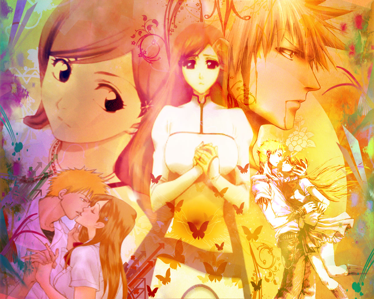 Handy-Wallpaper Bleach, Animes, Ichigo Kurosaki, Orihime Inoue kostenlos herunterladen.